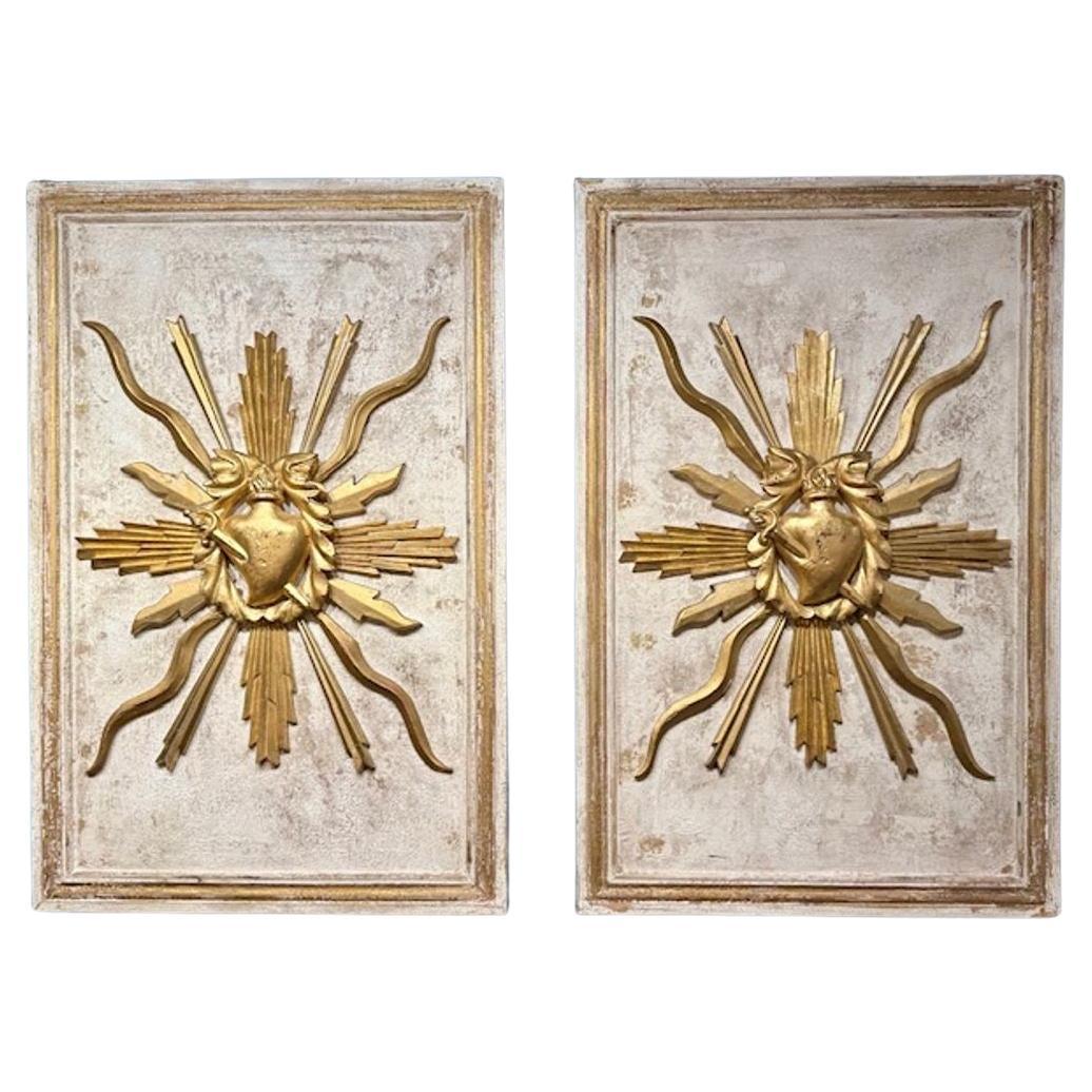 Pair of Italian Carved Panels For Sale