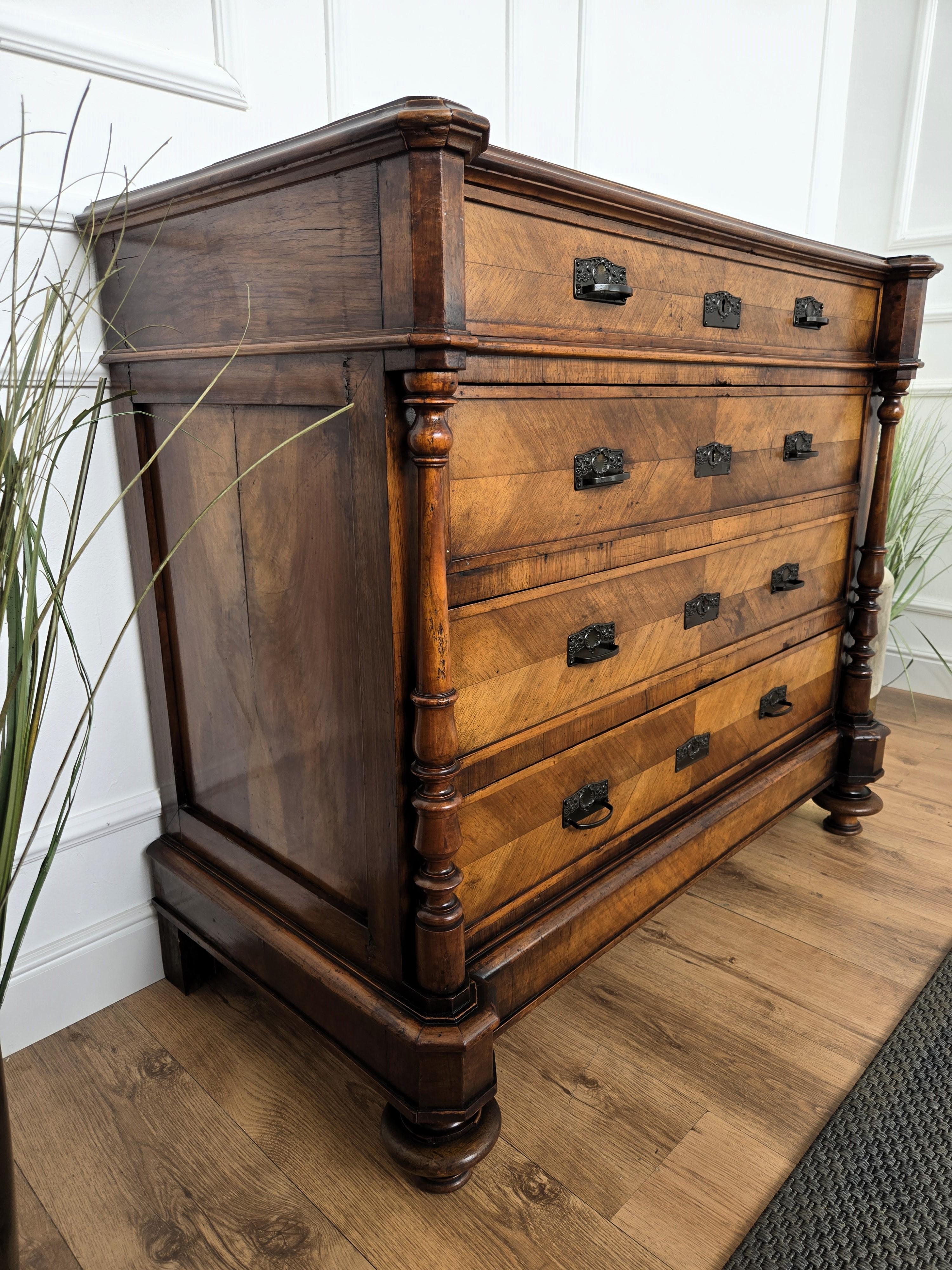 Pair of Italian Carved Walnut Burl Brass Chest of Drawers Sideboard Credenza For Sale 6