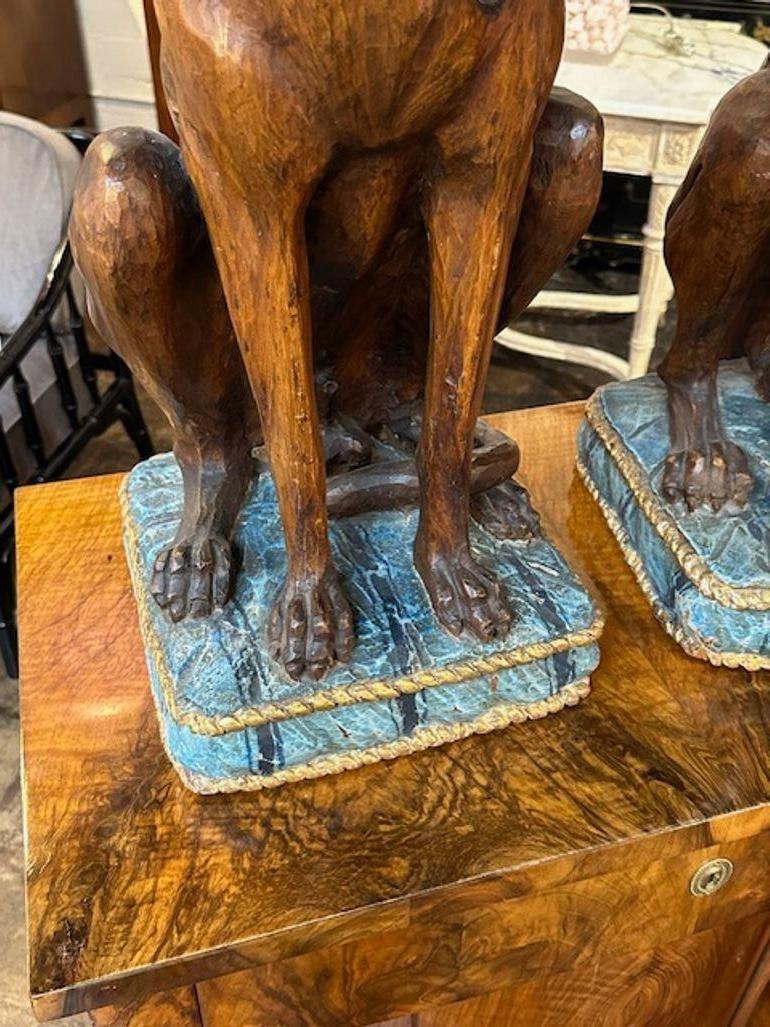 20th Century Pair of Italian Carved Walnut Whippets For Sale
