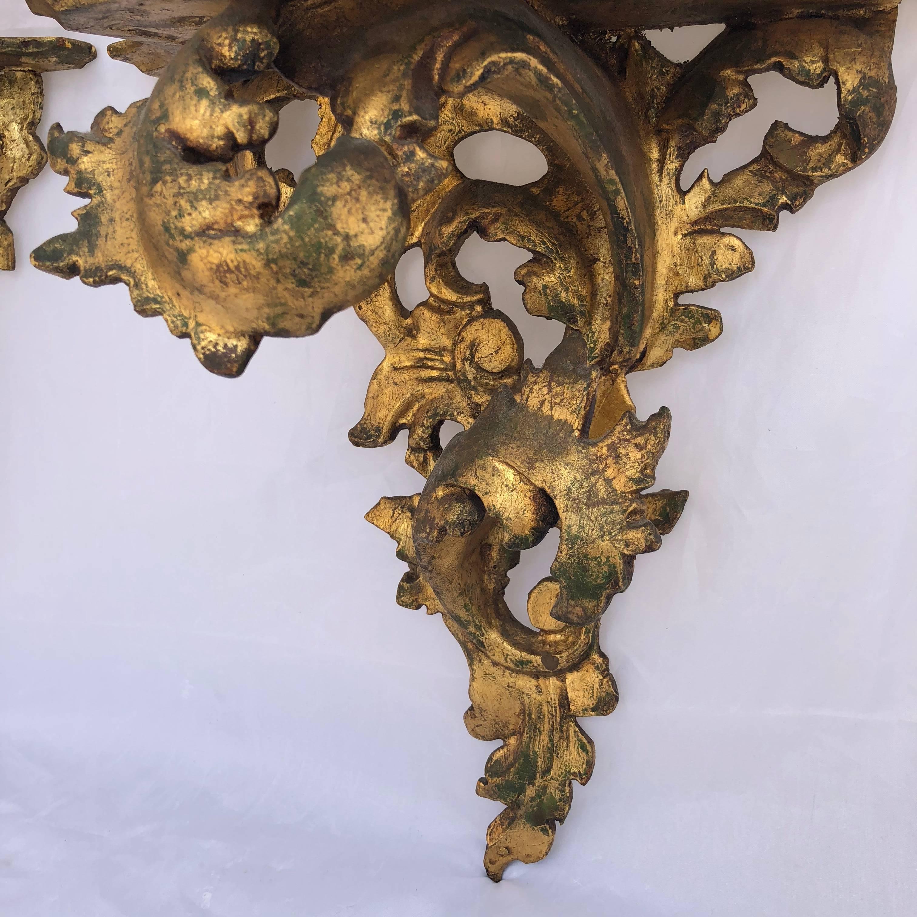 Pair of Italian Carved Wood Rococo Style Shelves or Brackets 5