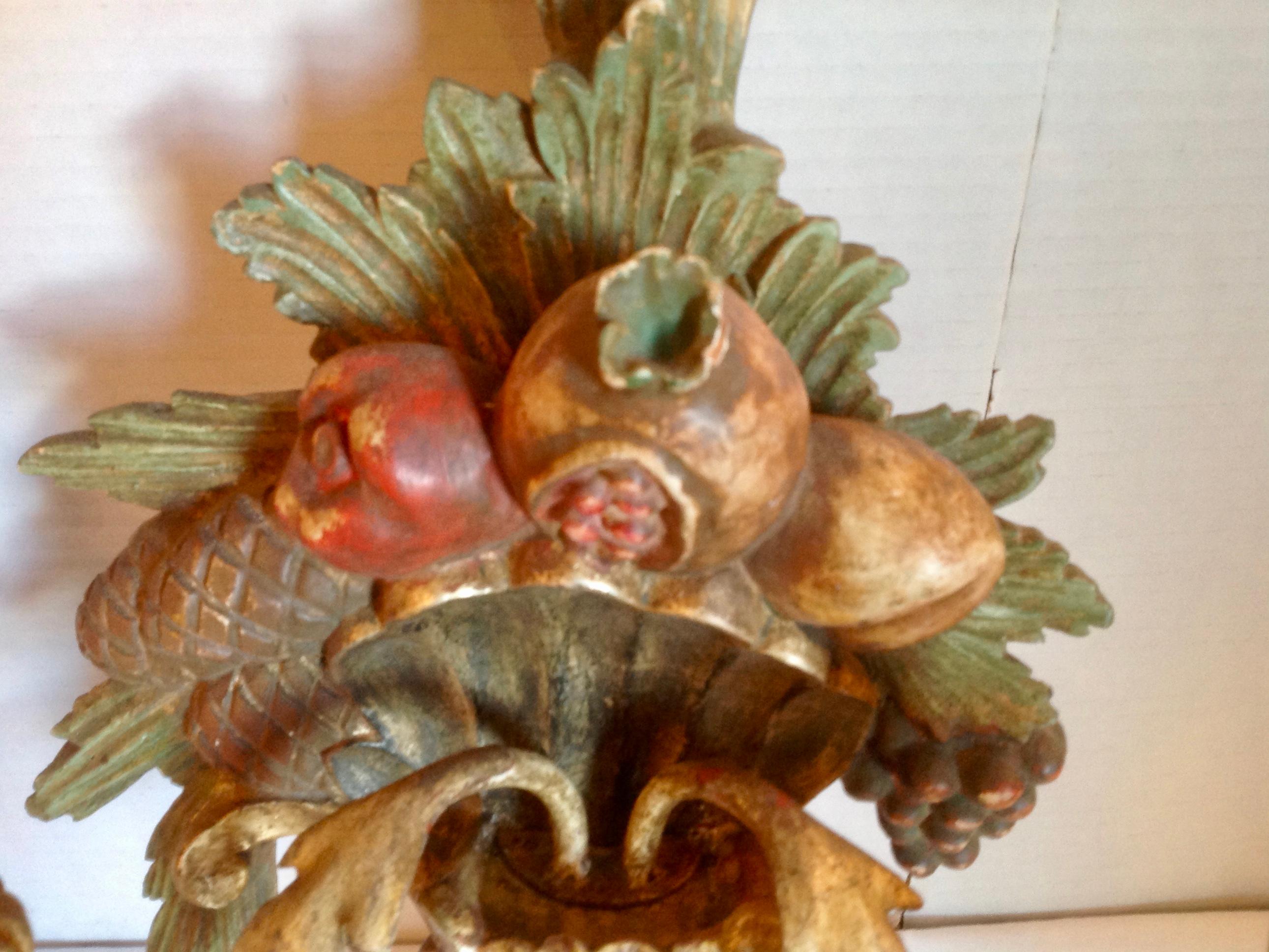 Pair of Italian Carved Wood Sconces 4