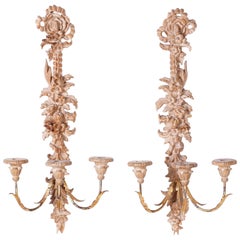 Pair of Italian Carved Wood Wall Sconces