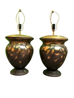 Pair of Italian Carved Wooden Lamps, 1920s