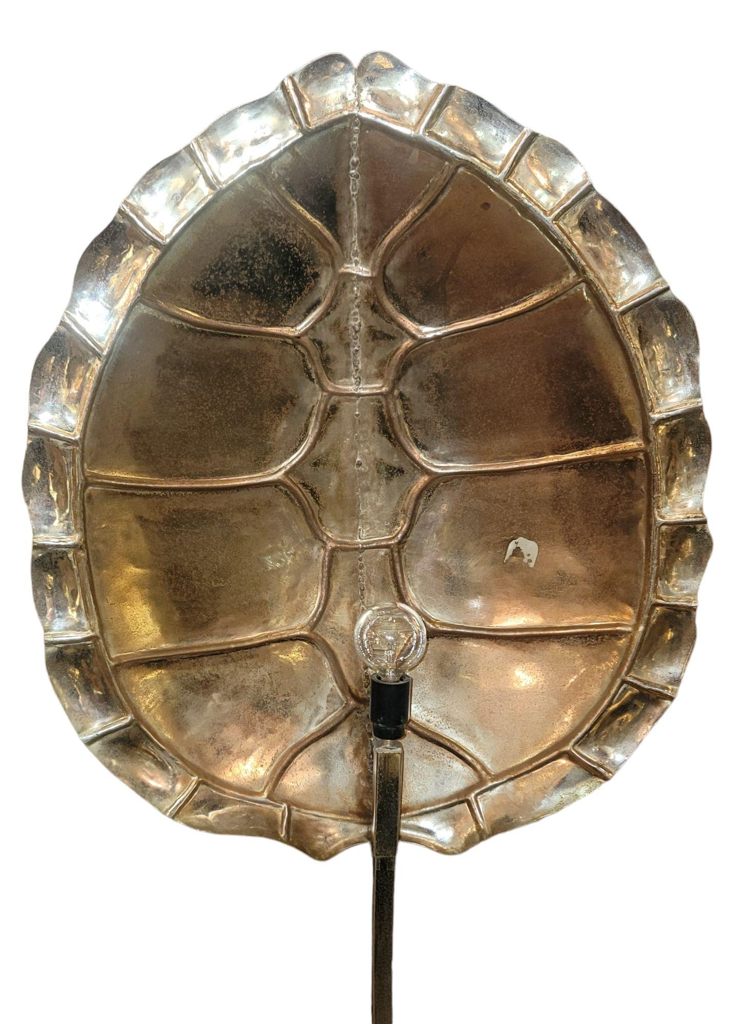 Pair of Italian Casa Bique Brass Turtle Back Lit Floor lamps In Good Condition In Pasadena, CA