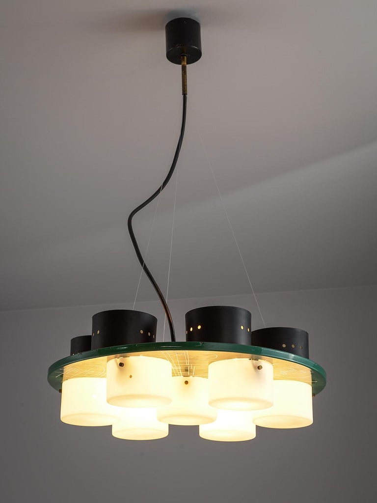 Pair Of Italian Ceiling Lights With Six Shades 1970s For Sale At