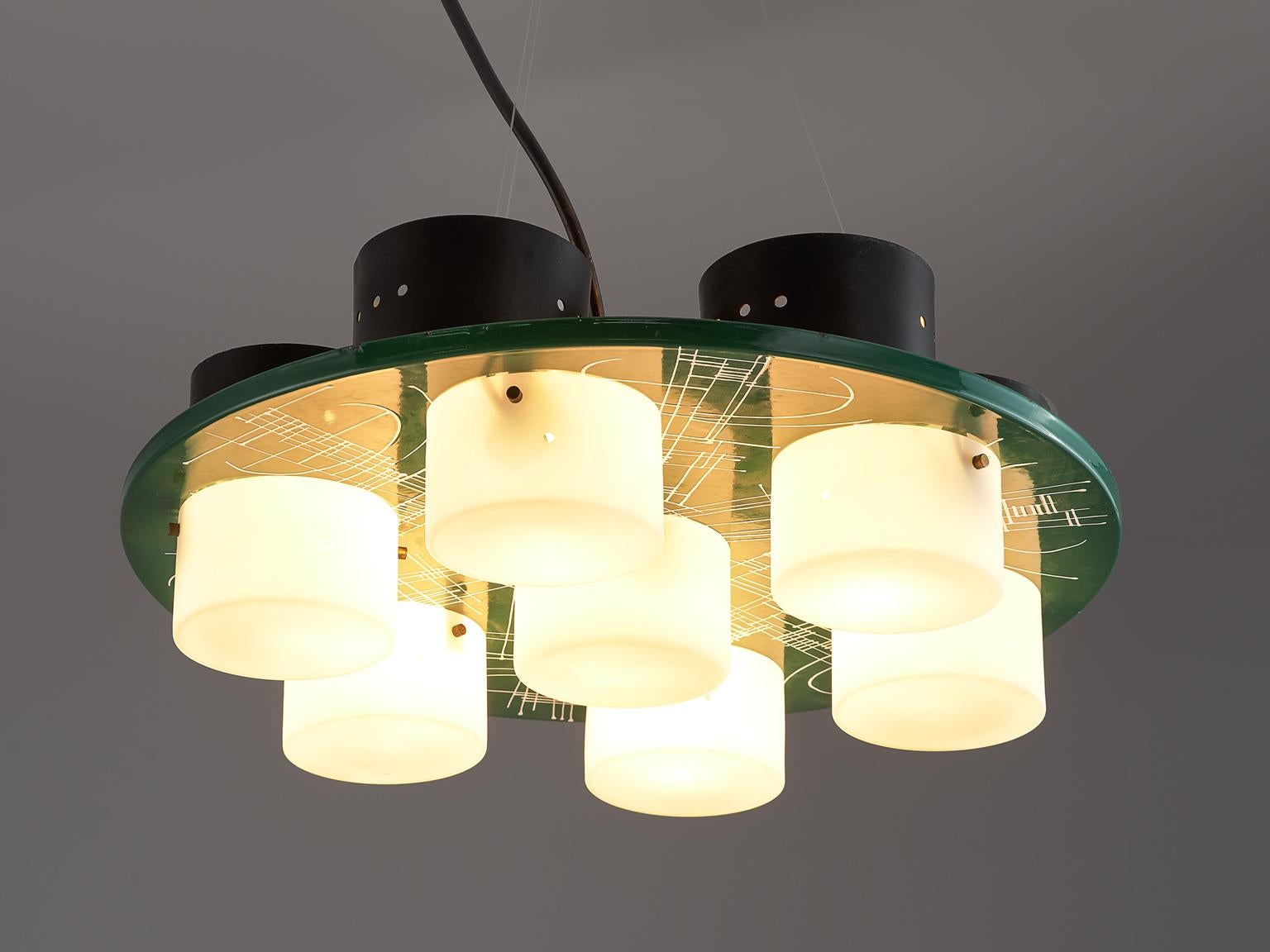 Post-Modern Pair of Italian Ceiling Lights with Six Shades, 1970s