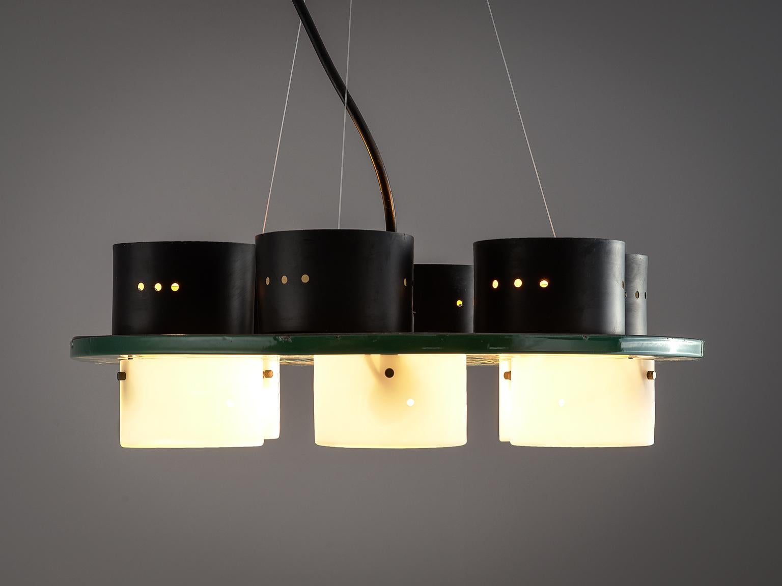 Pair of Italian Ceiling Lights with Six Shades, 1970s In Good Condition In Waalwijk, NL