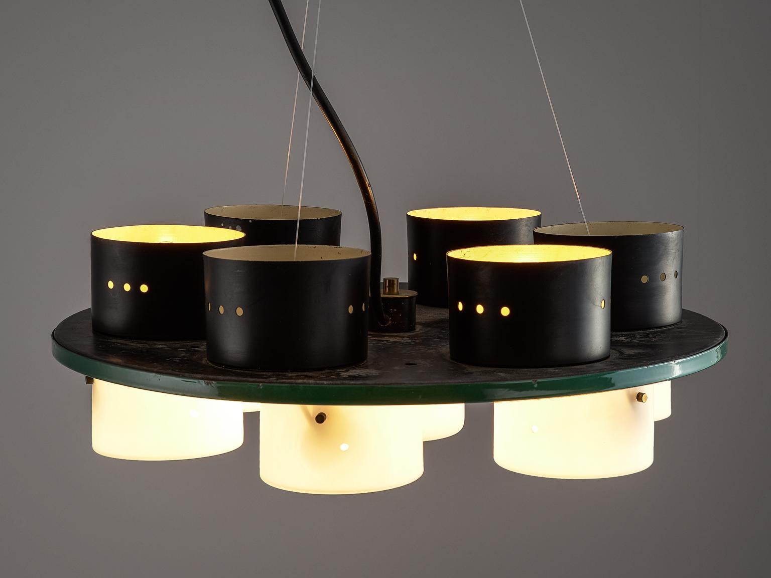 Late 20th Century Pair of Italian Ceiling Lights with Six Shades, 1970s