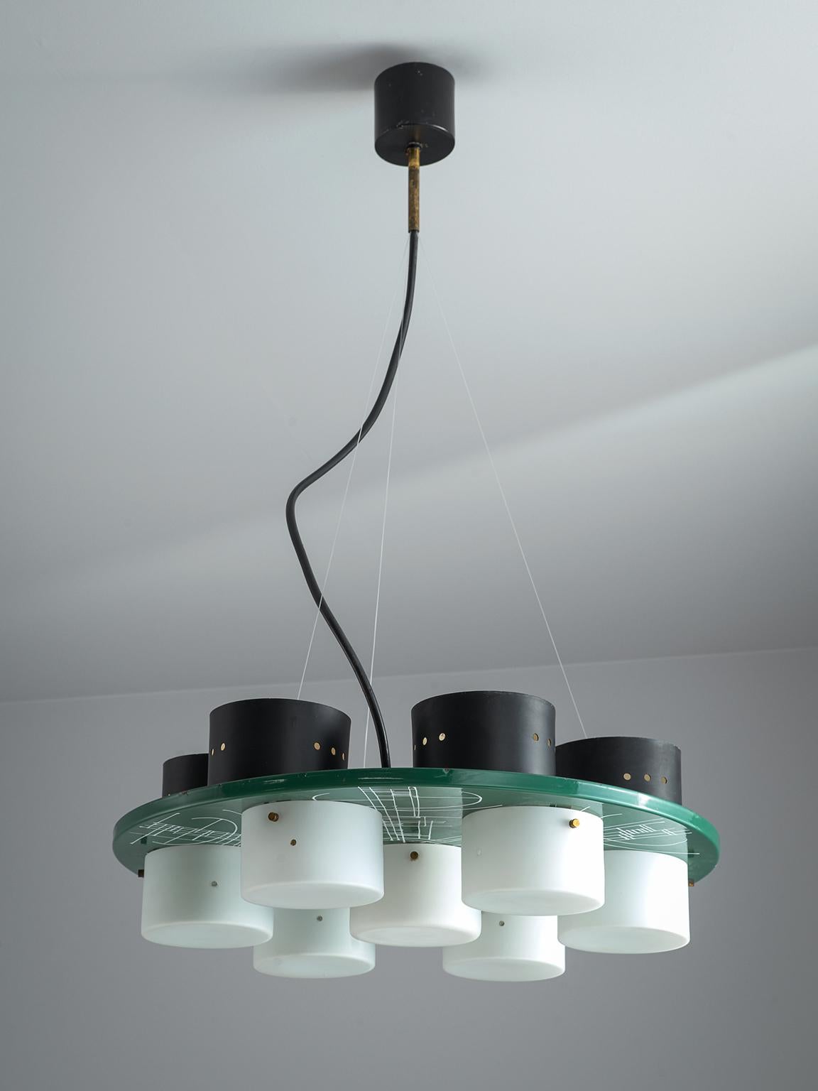 Pair of Italian Ceiling Lights with Six Shades, 1970s 1