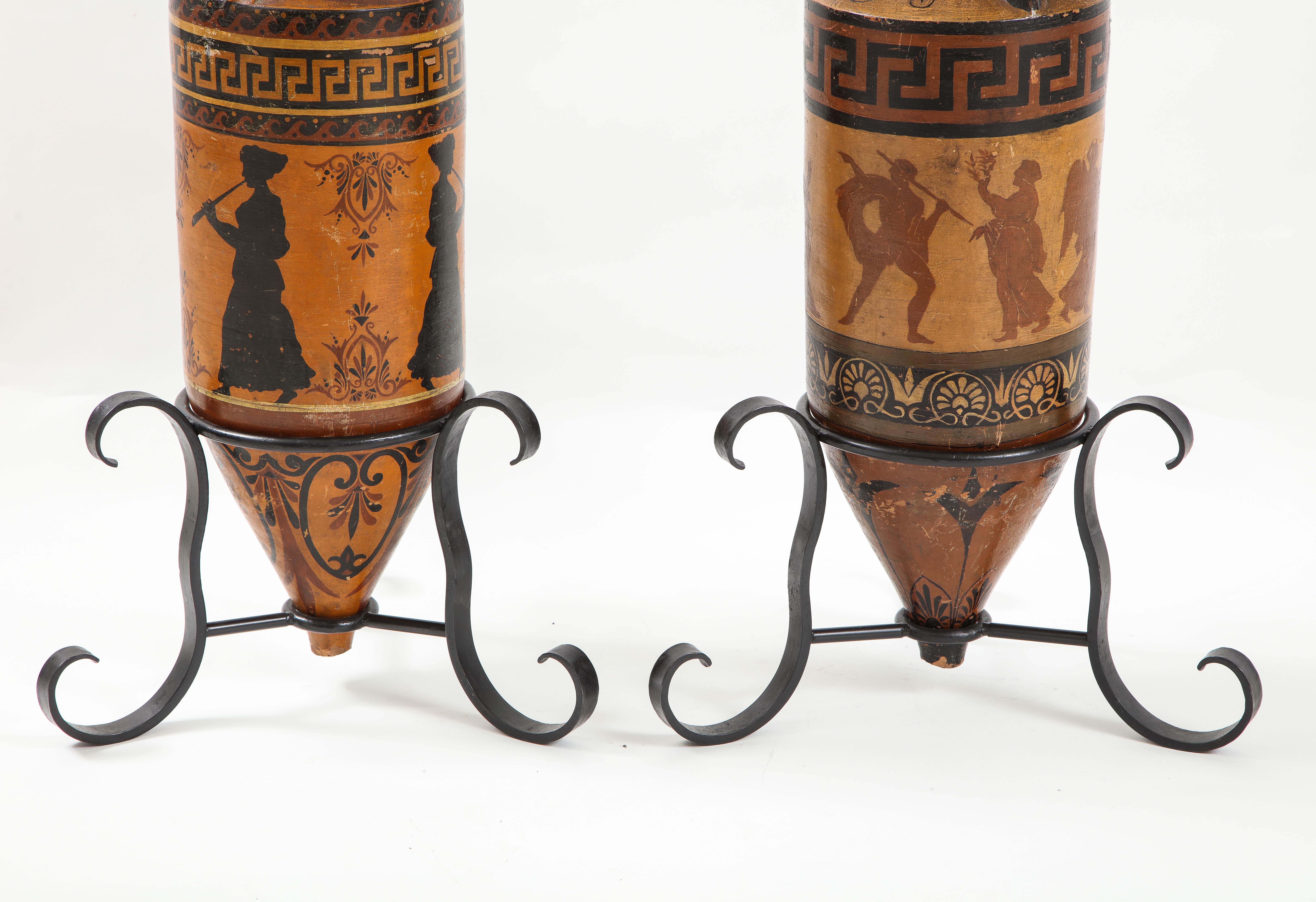 Pair of Italian Ceramic Amphora's in the Etruscan Style For Sale 9