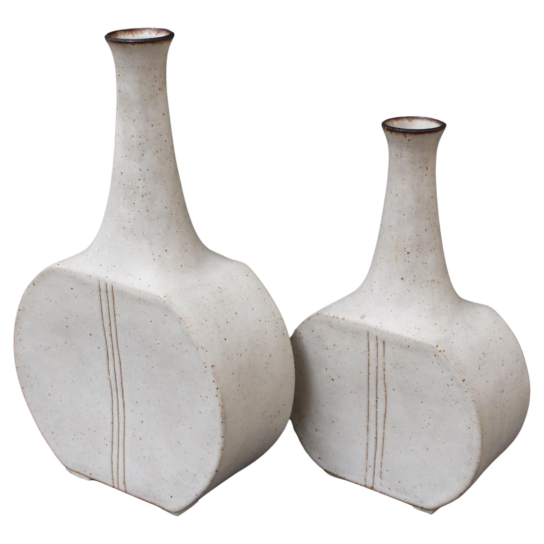 Pair of Italian Ceramic Bottles by Bruno Gambone (circa 1980s) For Sale