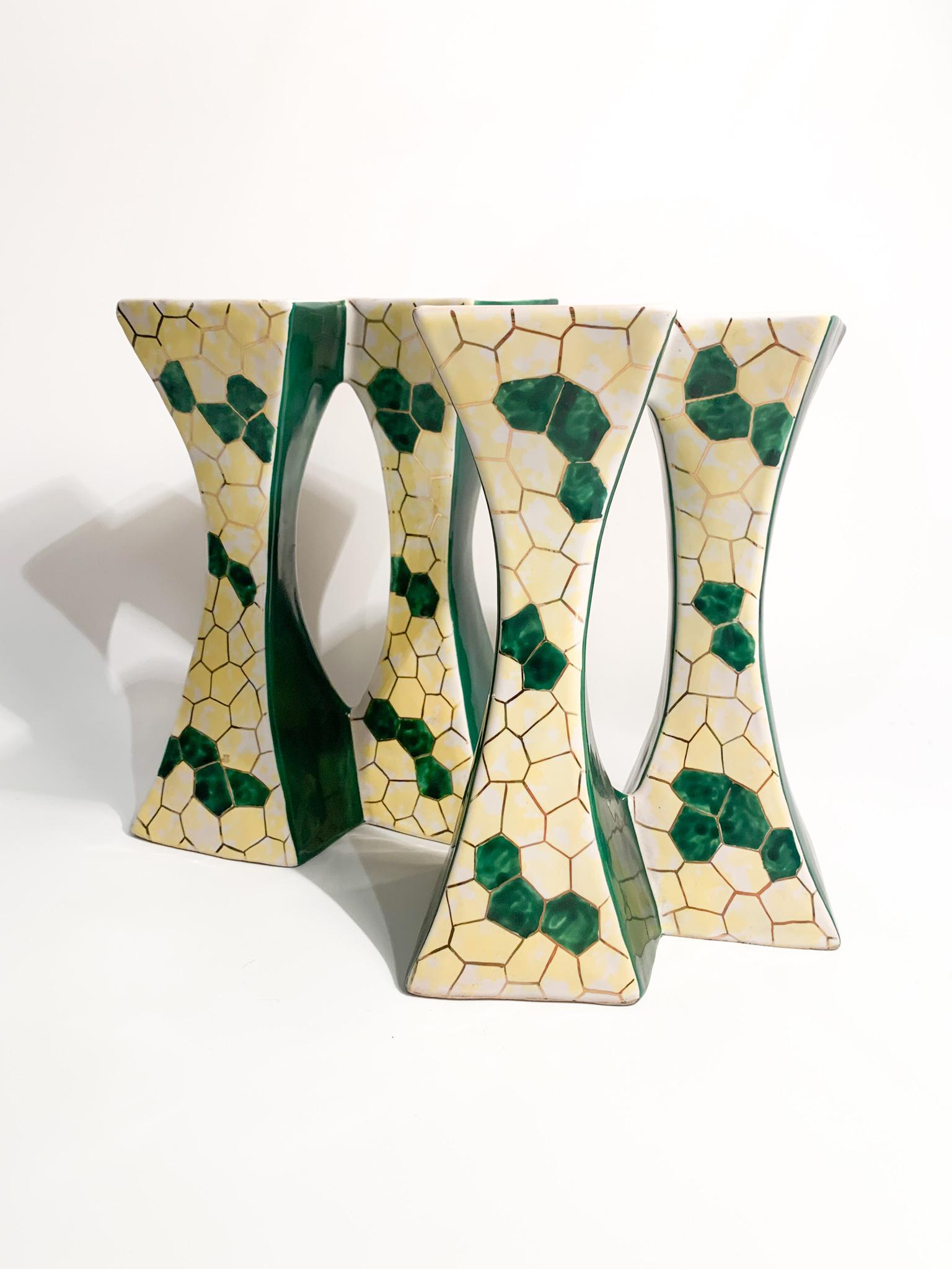 Pair of Italian Ceramic Candle Holders by Pucci Umbertide from the 1950s In Fair Condition In Milano, MI