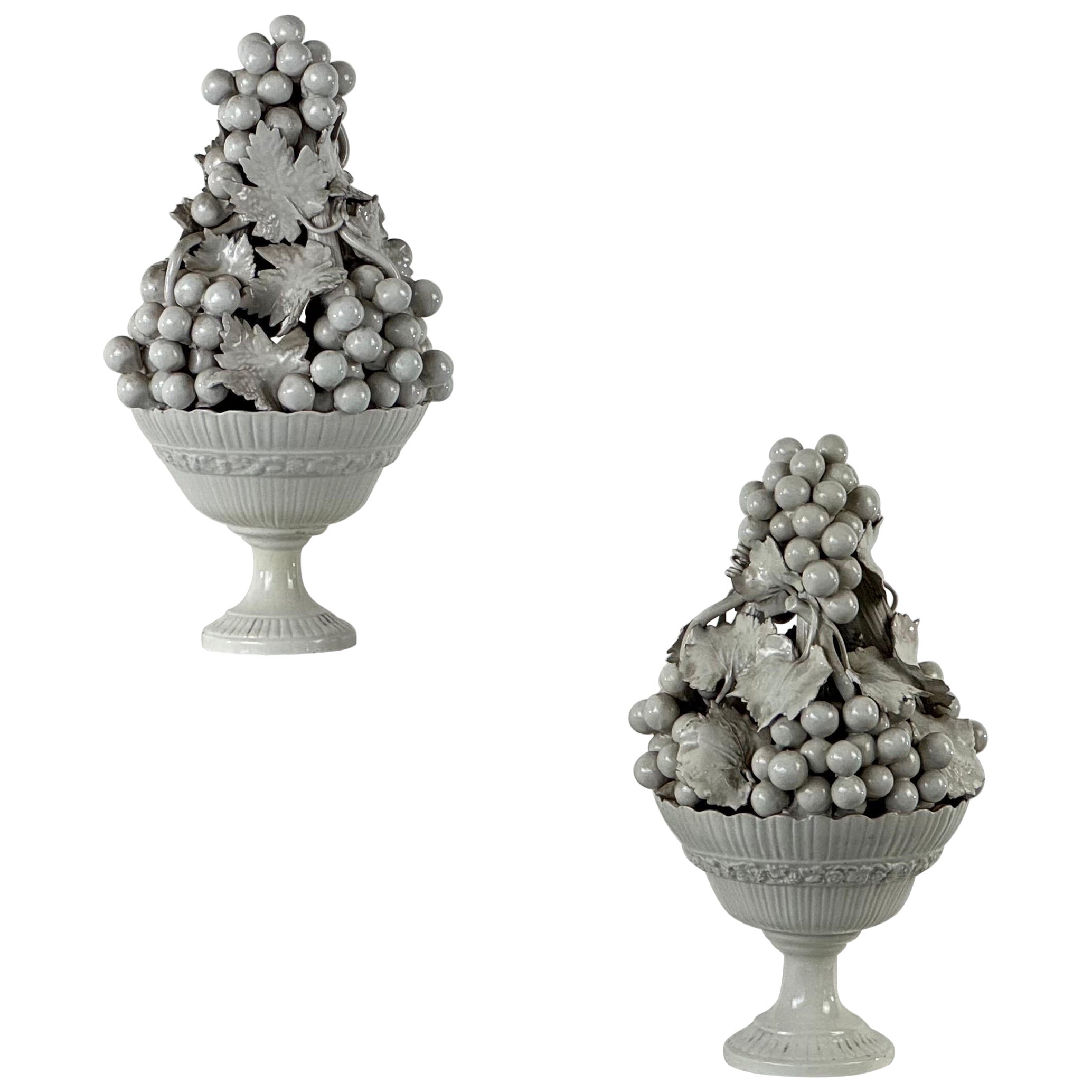 Pareja de esculturas topiarias de cerámica italiana de Ceramica Nove, años 50 en venta