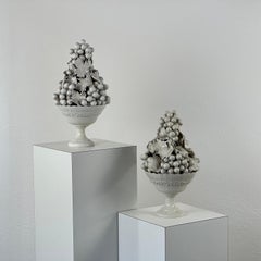 Paar italienische Keramik-Skulpturen für Obstbäume von Ceramica Nove, 1950er Jahre