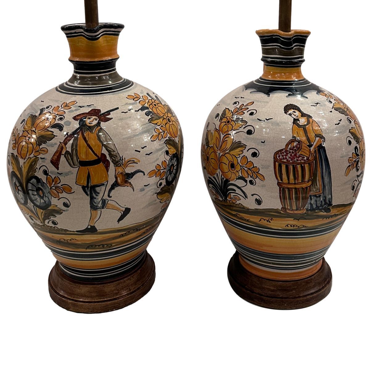 Milieu du XXe siècle Paire de lampes italiennes en céramique en vente