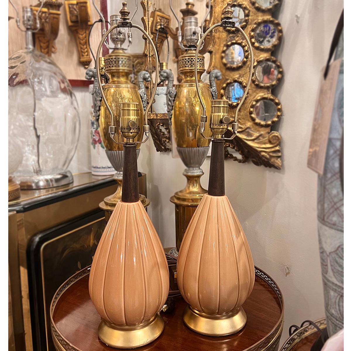 Porcelain Pair of Italian Ceramic Lamps For Sale