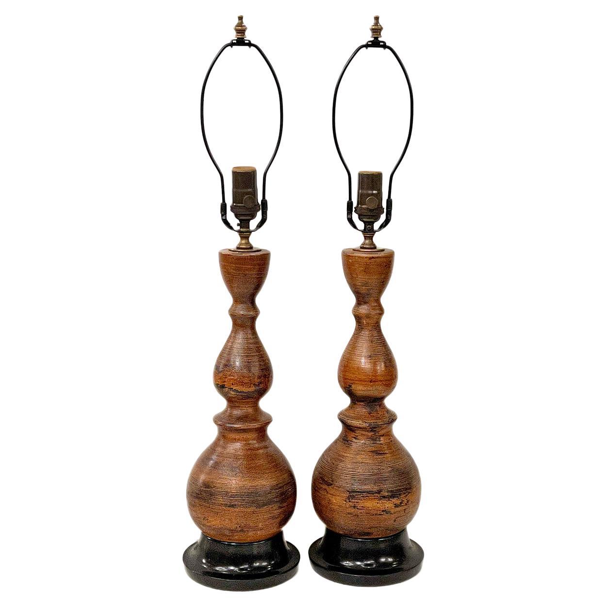 Pair of Italian Ceramic Lamps For Sale