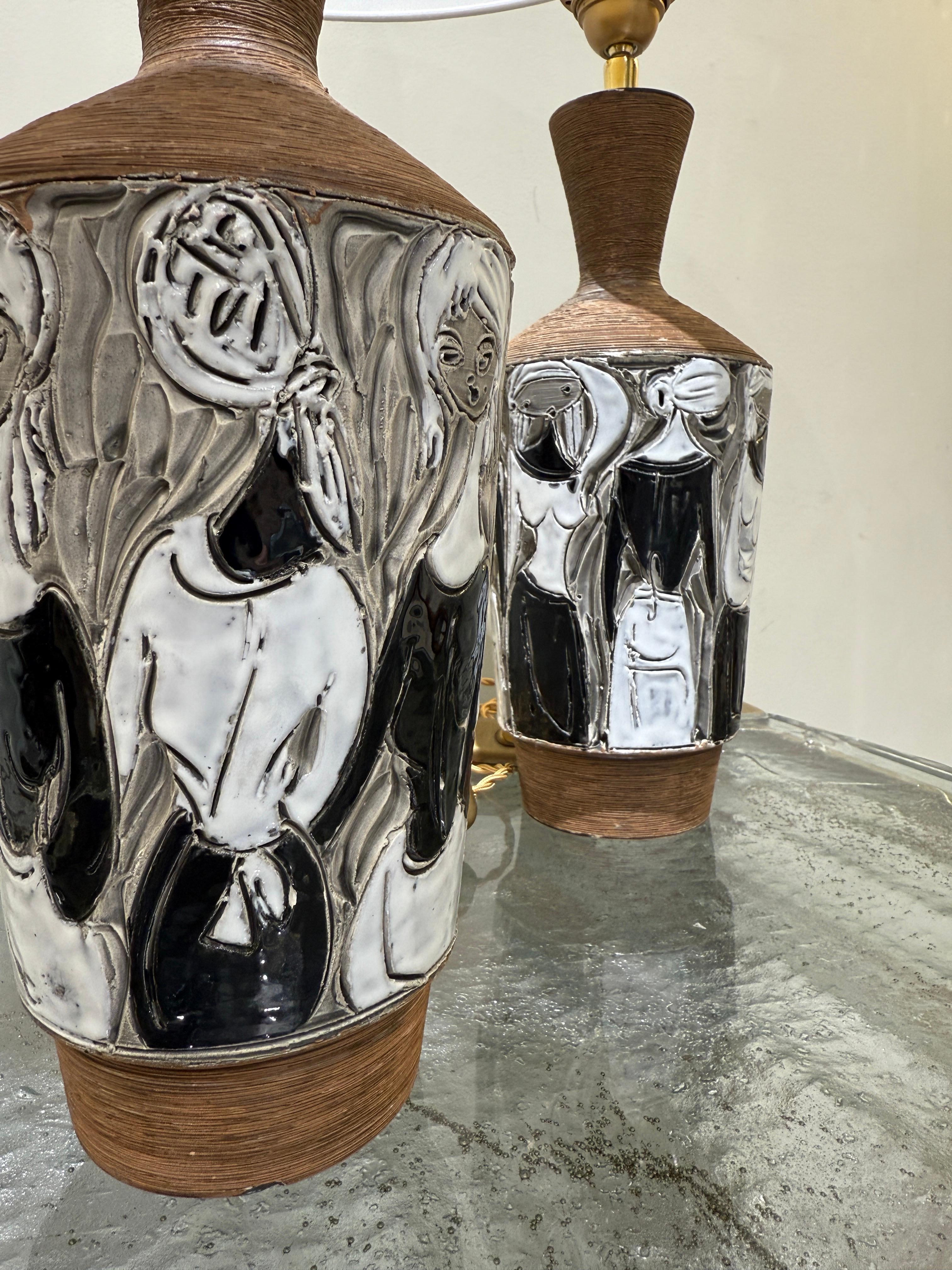 Rare pair of ceramic lamps by Fratelli Fanciullacci Italy 1970
Rewired for Eu

Base Height 32 cm