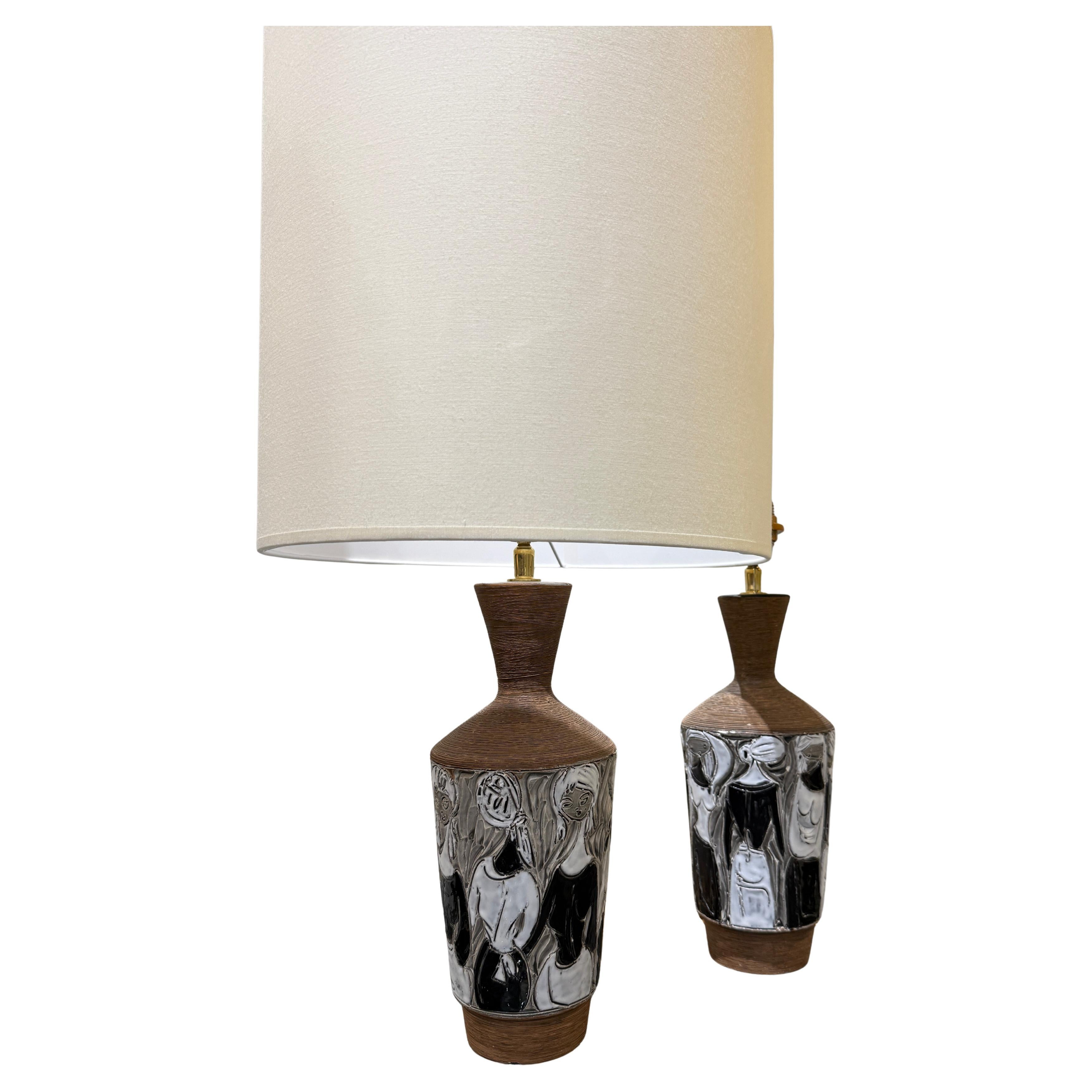 Pair of Italian ceramic lamps Fratelli Fanciullacci circa 1970