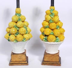Pair of Italian Ceramic Lemon Lamps