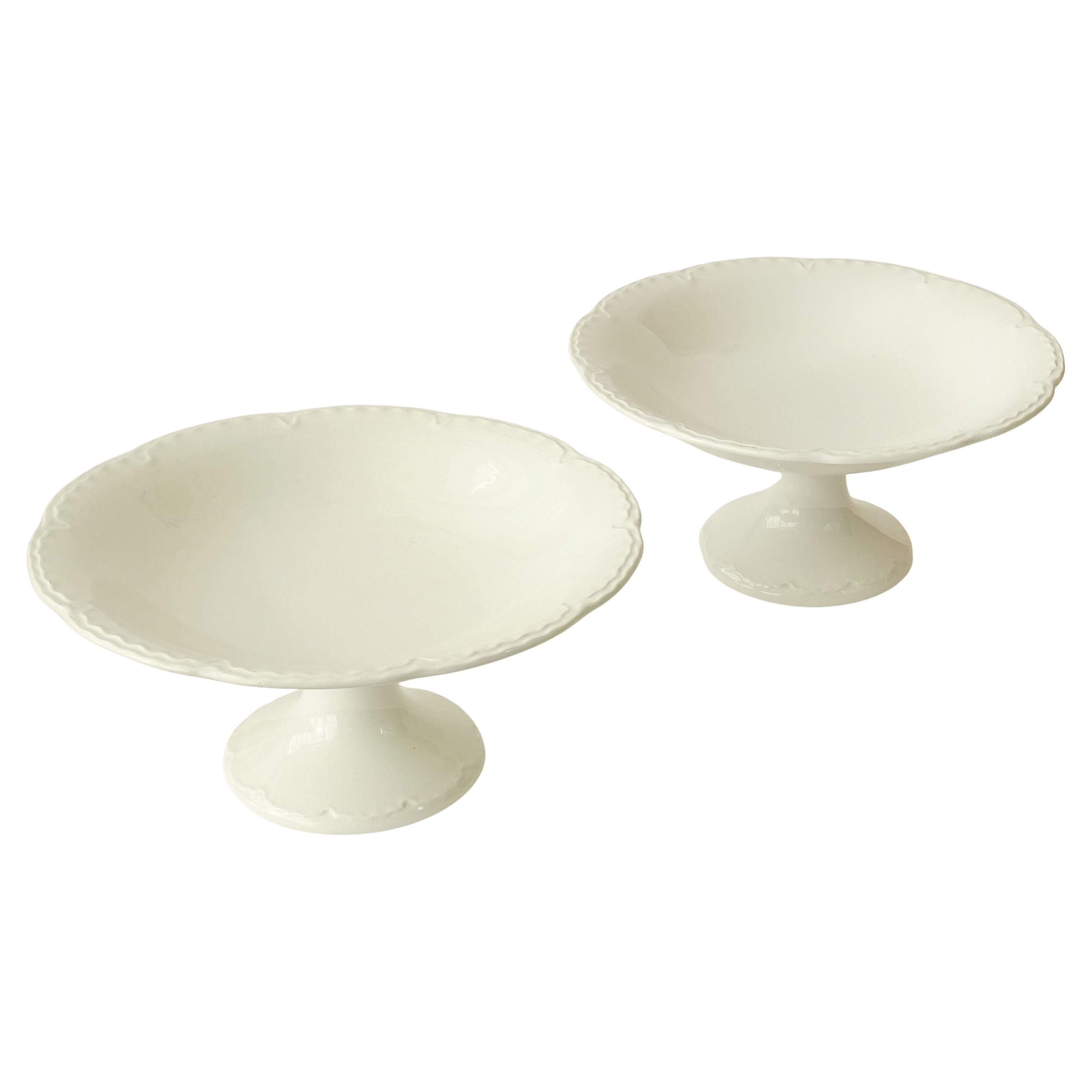 Paire de bols à piédestal en céramique italienne par A.I.C. Richard, Italie années 1930