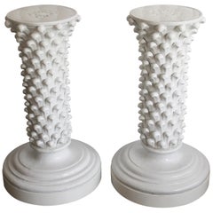 Pair of Italian Ceramic Pedestals Attributed to Fantoni