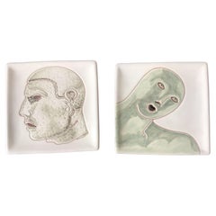 Pair of Italian Ceramic Plates of Men