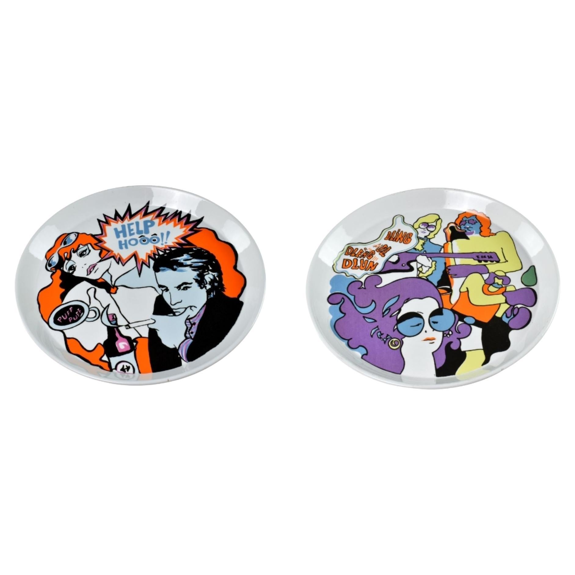 Paire d
assiettes en céramique italienne de Franco Pozzi, 1965