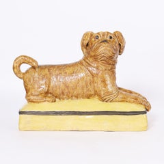 Pair of Italian Ceramic Recumbent Dogs or Pugs