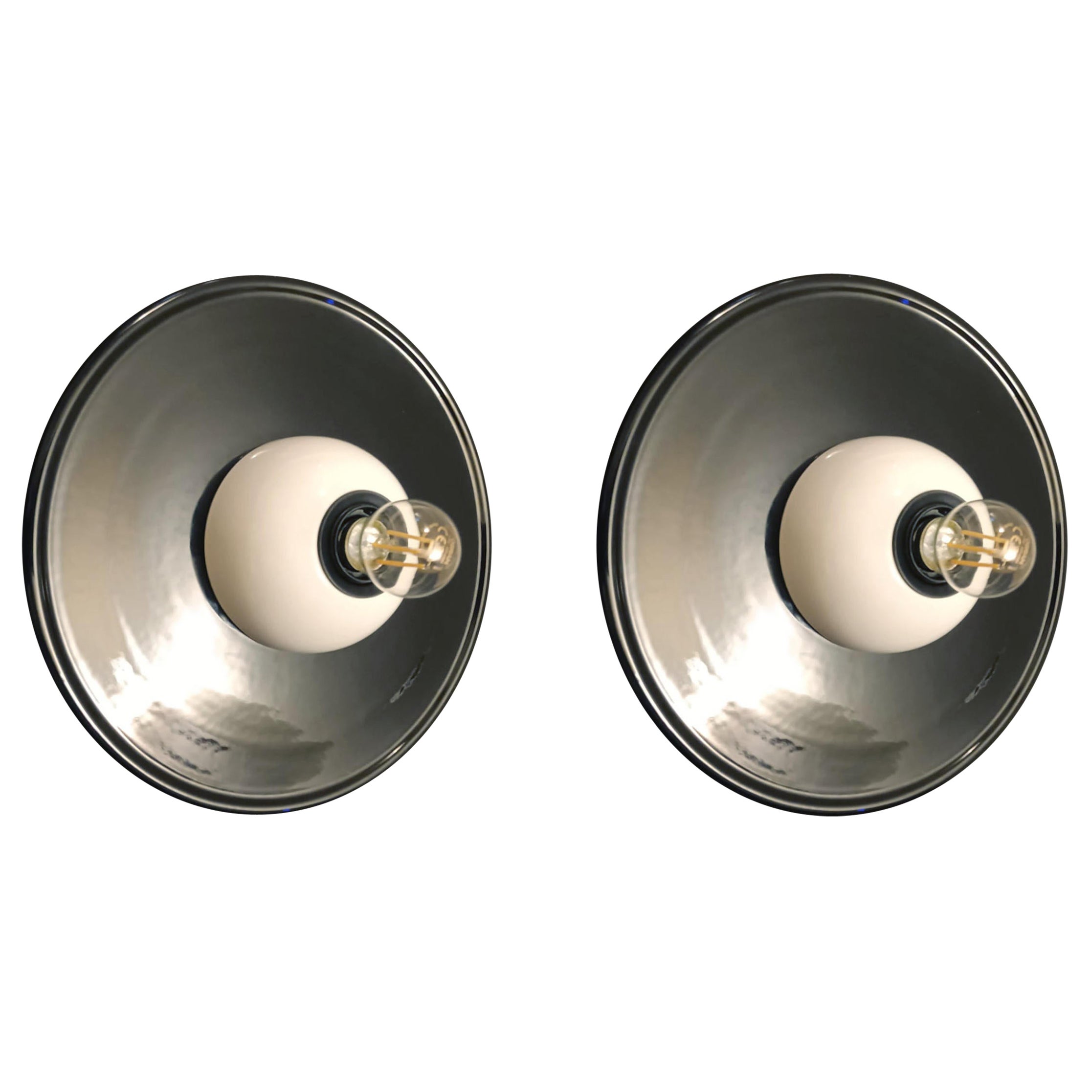 Pair of Italian Ceramic Sconces / Flush Mounts, 2 Pairs Available For Sale