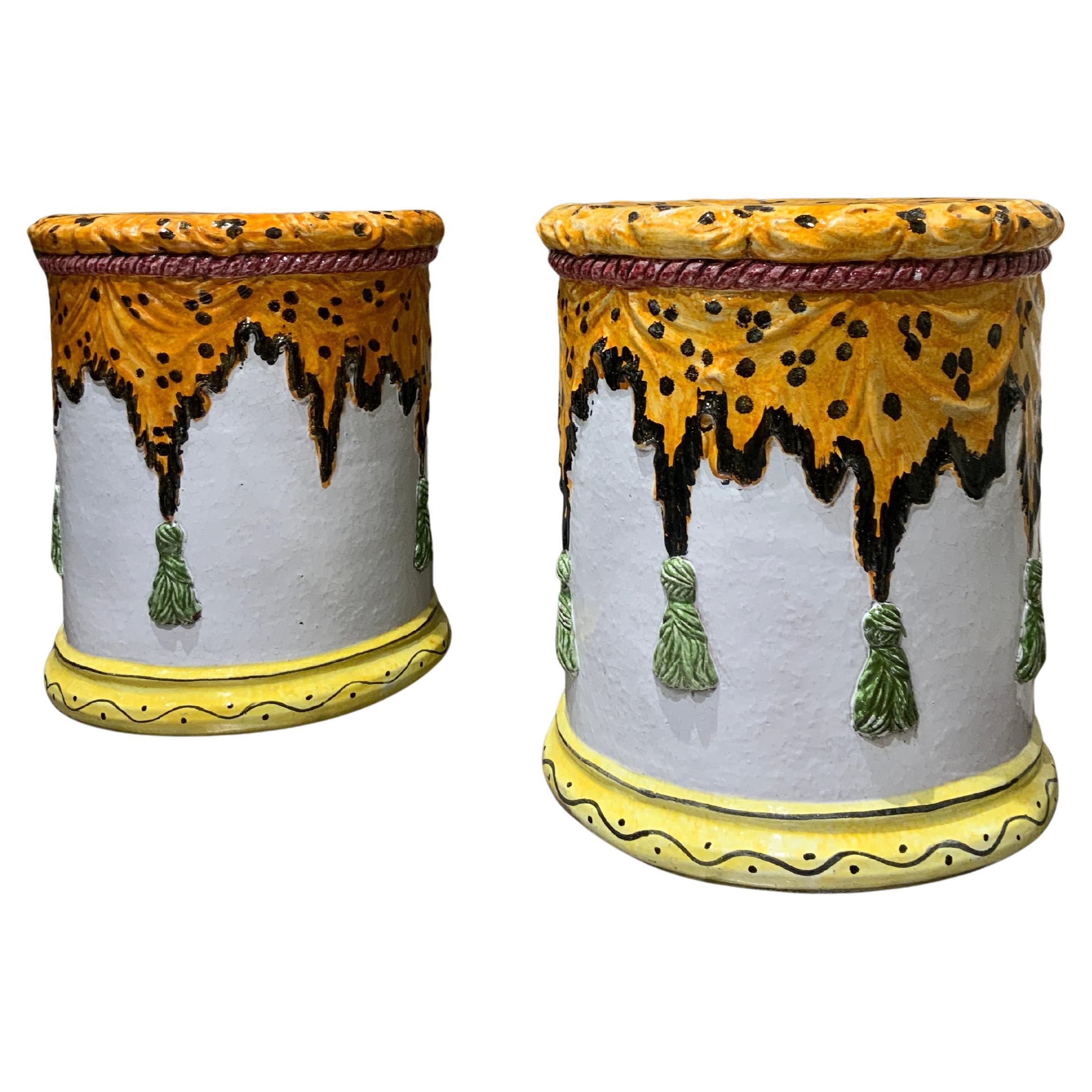 Pair of Italian ceramic stools circa 1980