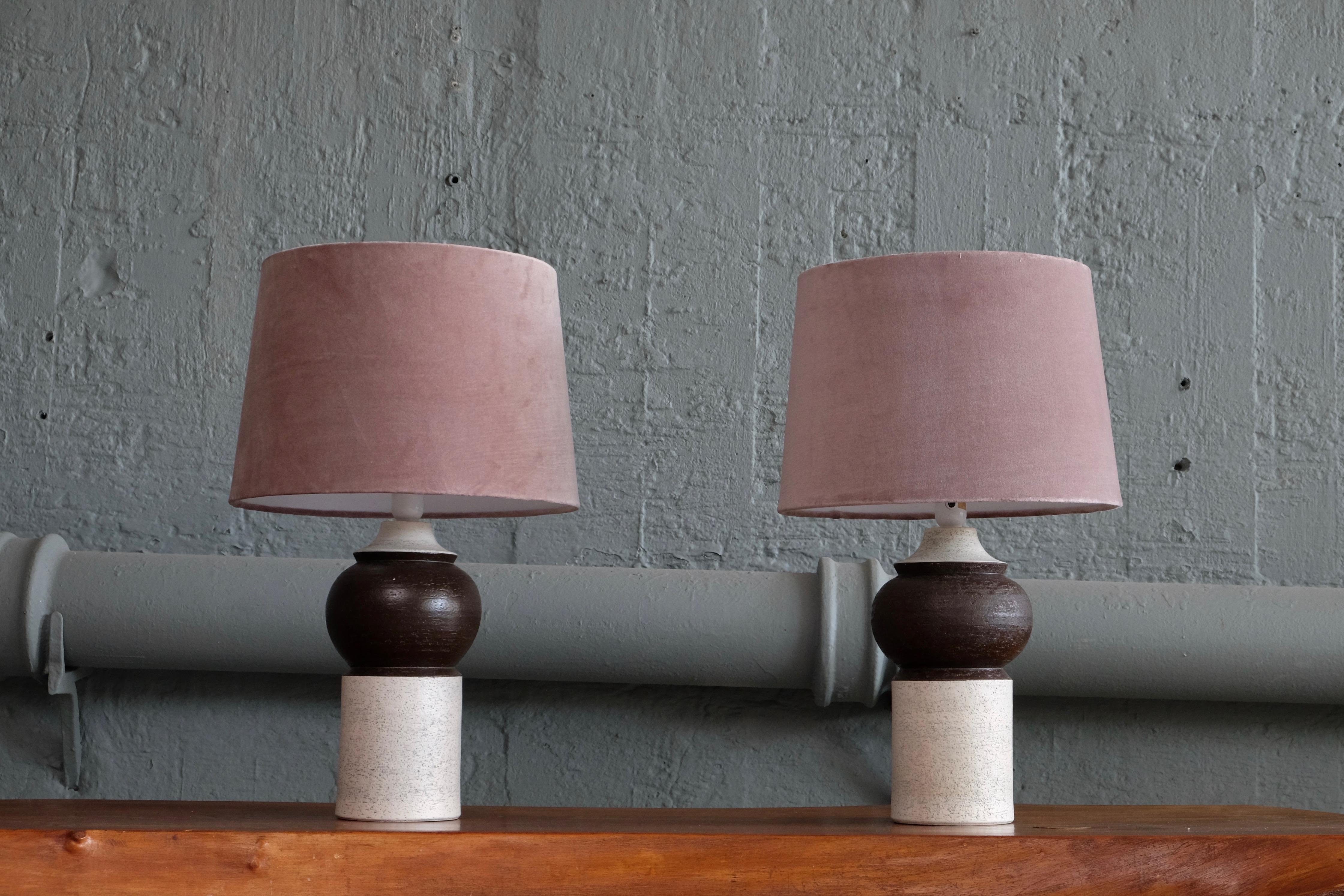 Scandinavian Modern Pair of Italian Ceramic Table Lamps, 1960s