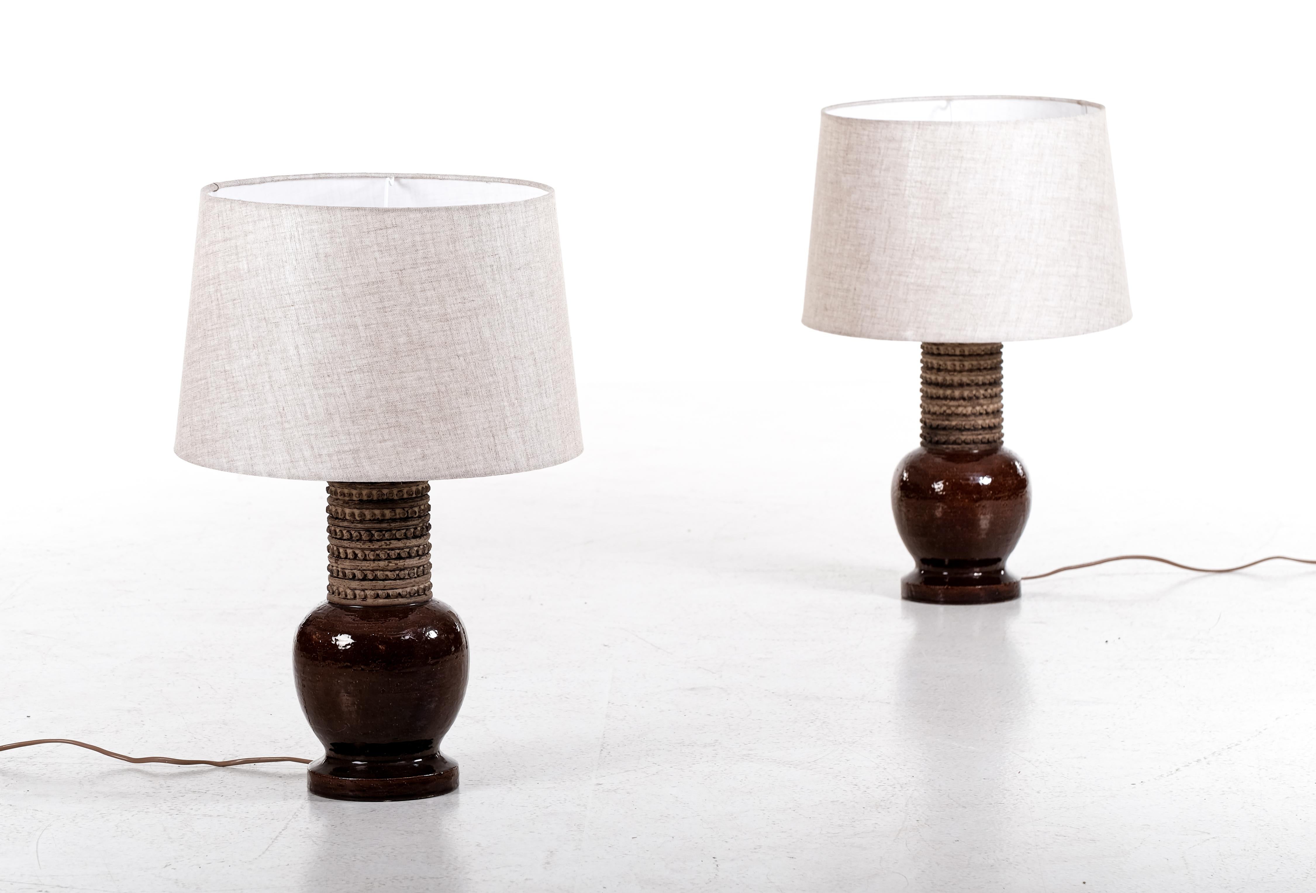 Scandinavian Modern Pair of Italian Ceramic Table Lamps, 1960s For Sale