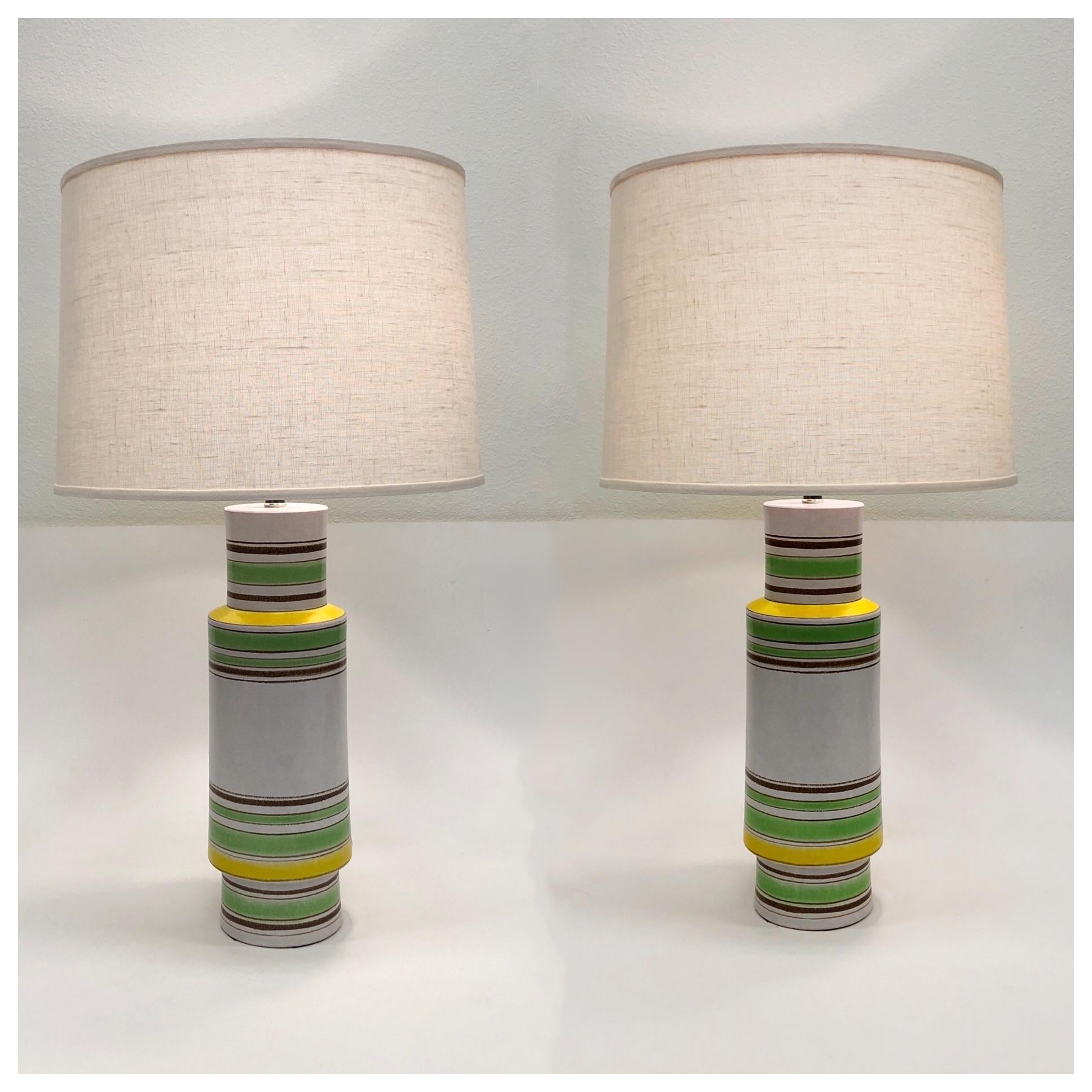 Pair of Italian Ceramic Table Lamps by Bitossi 4