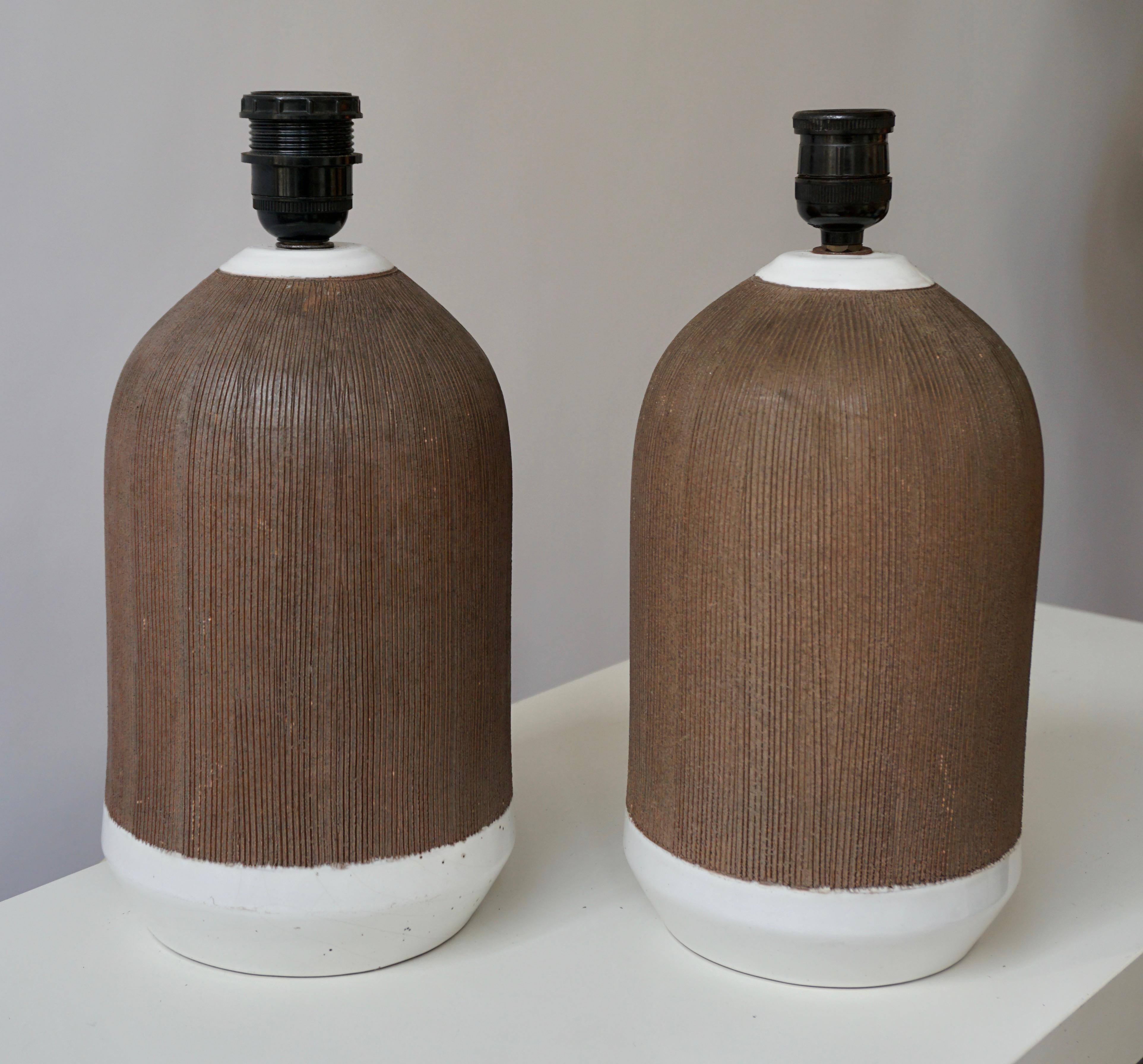 Unglazed Pair of Italian Ceramic Table Lamps