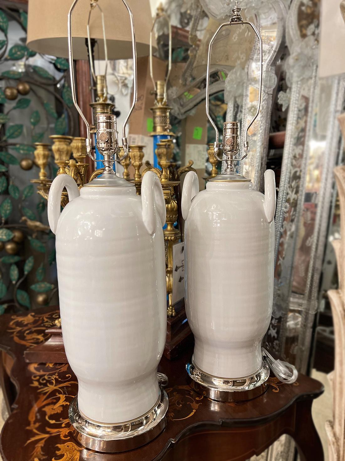 Pair of Italian Ceramic Table Lamps For Sale 2