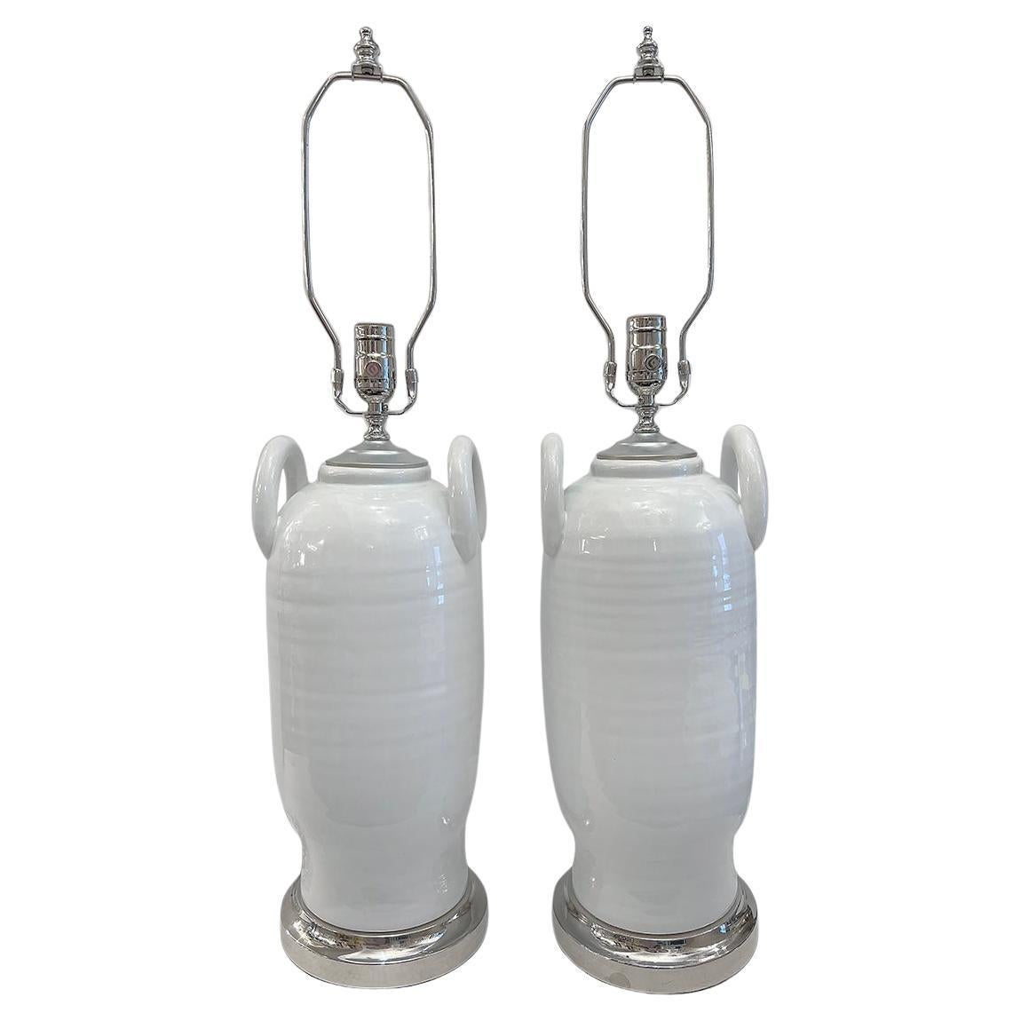 Pair of Italian Ceramic Table Lamps For Sale