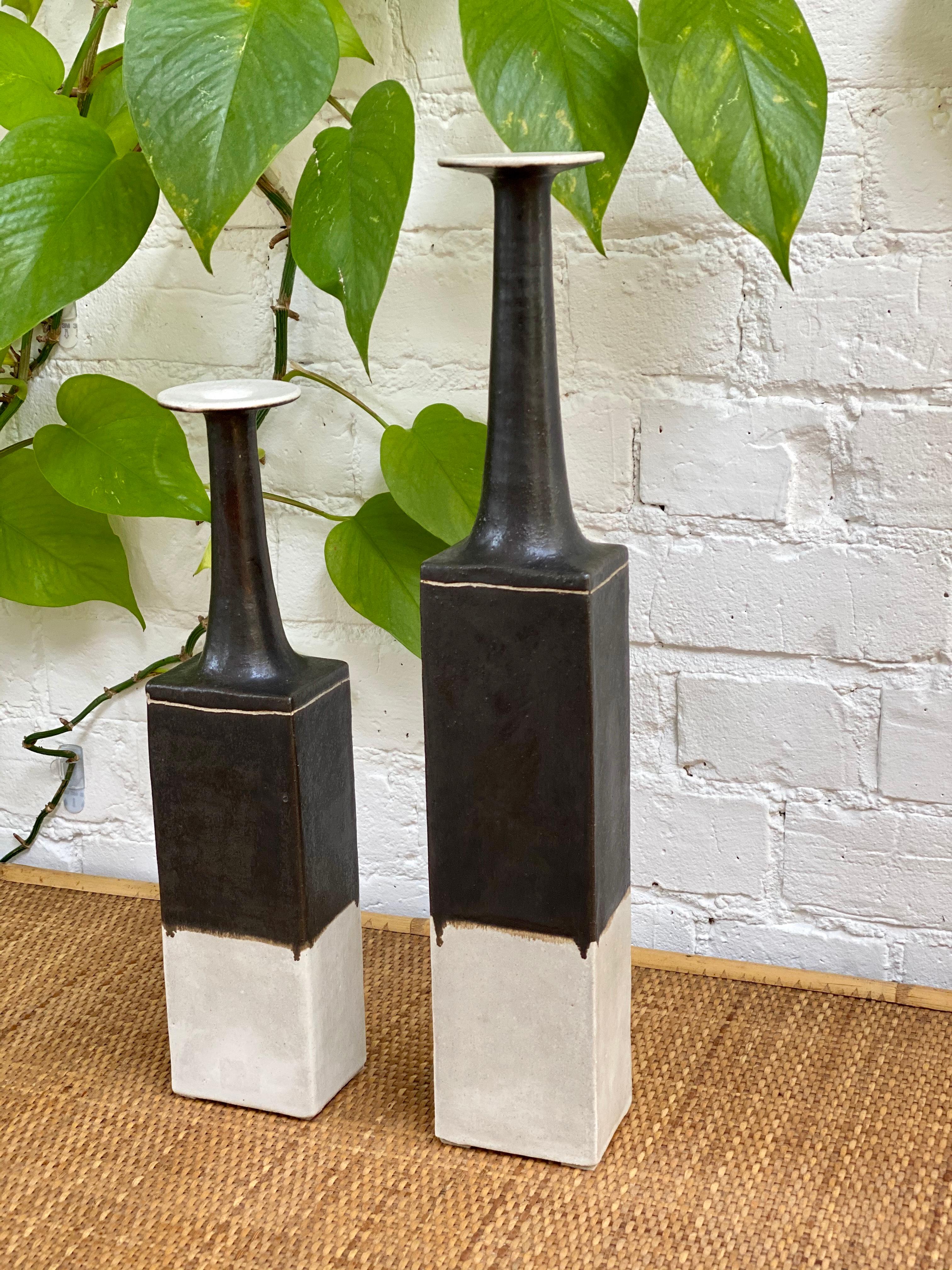 Minimalist Pair of Italian Ceramic Vases by Bruno Gambone 'circa 1970s'