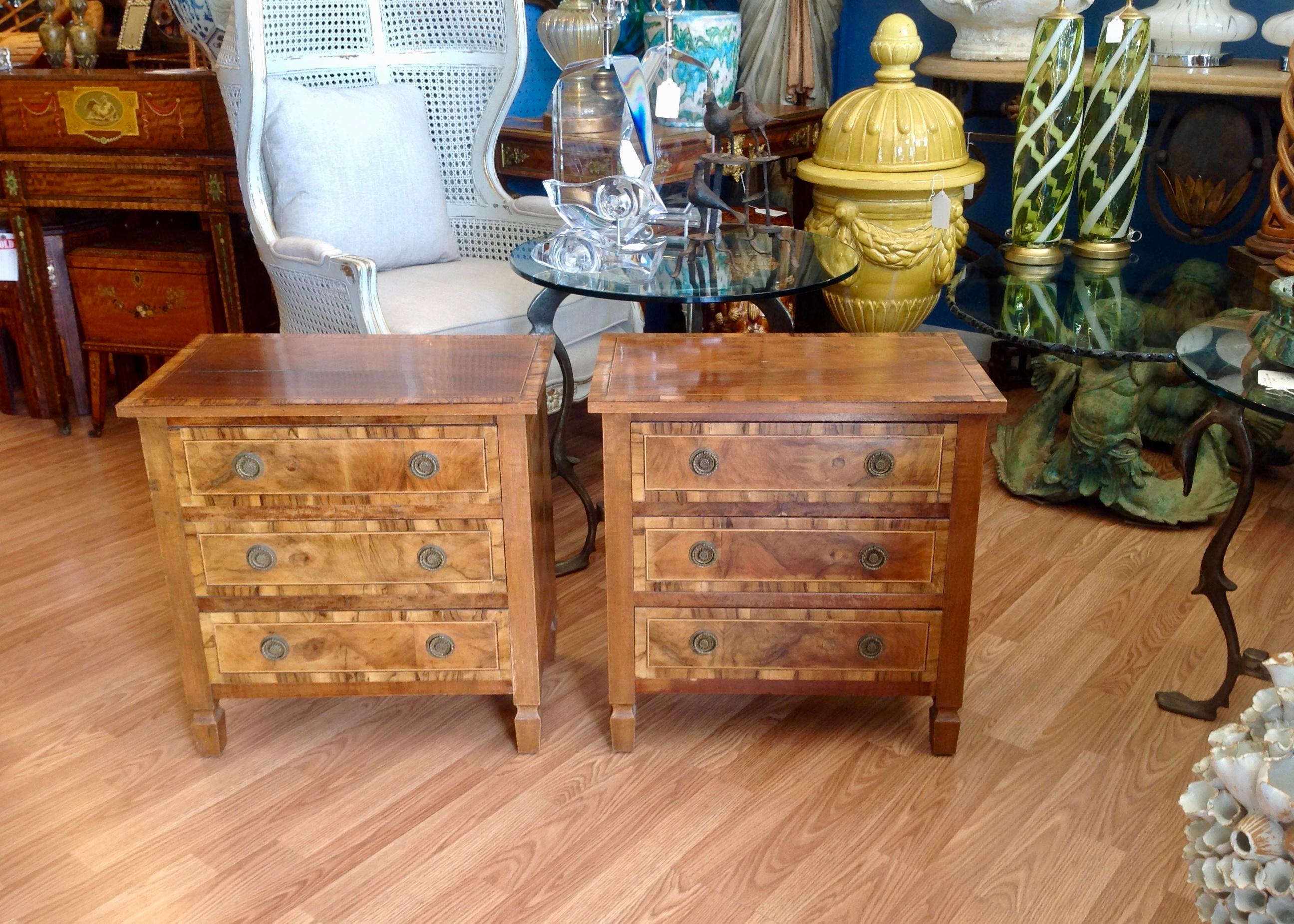 Inlay Pair of Italian Chair Side Chests