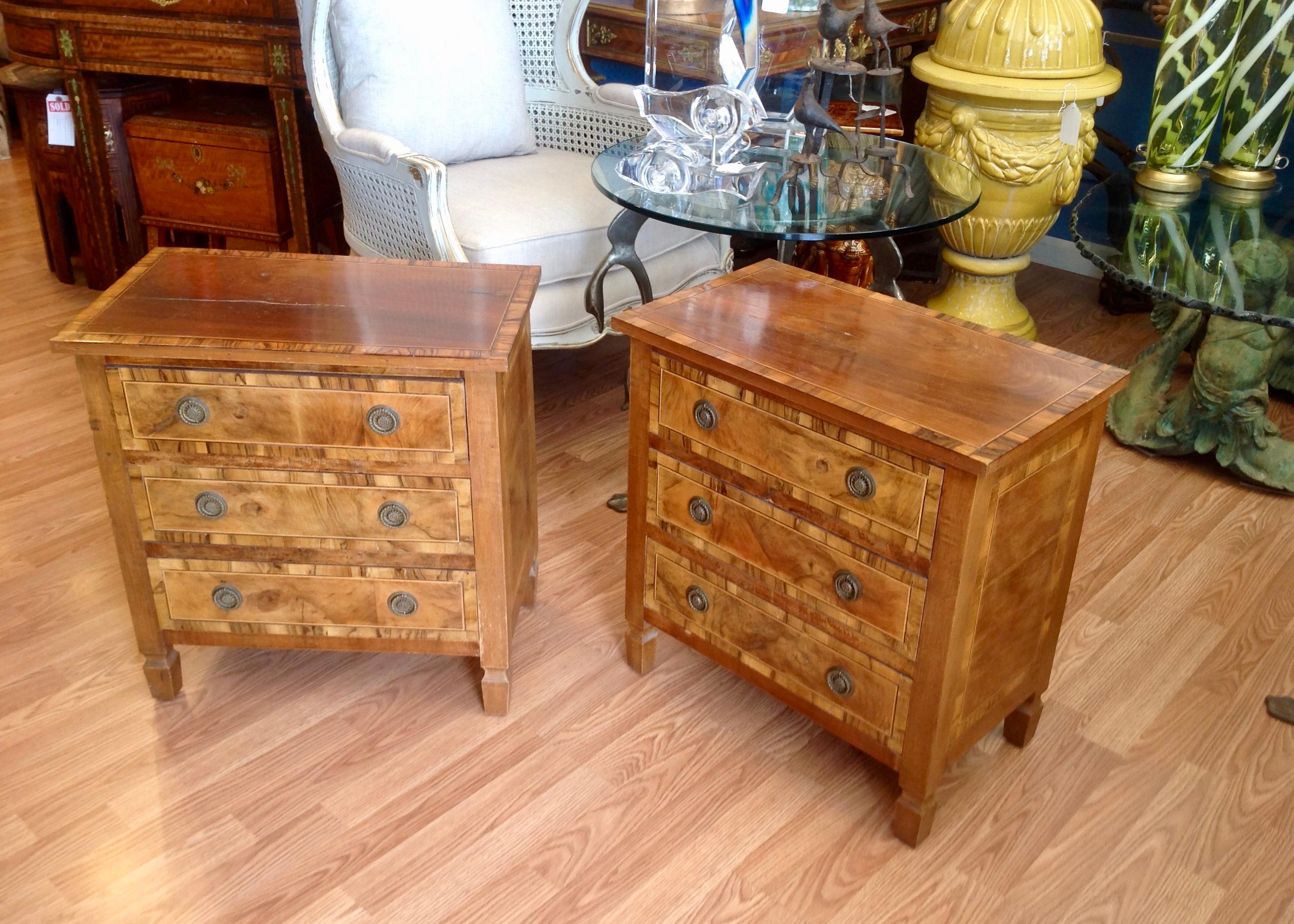 Wood Pair of Italian Chair Side Chests