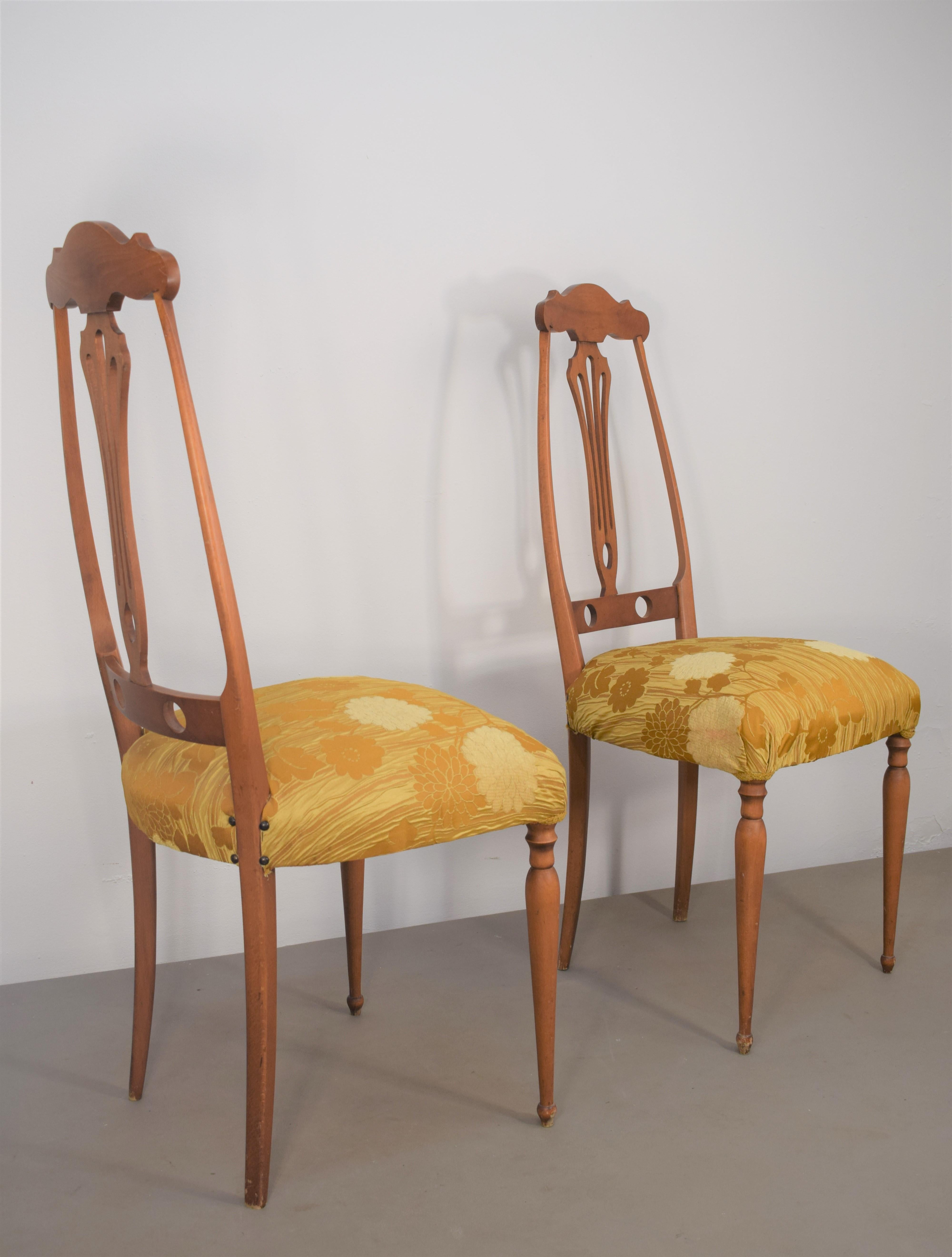 Wood Pair of Italian Chairs by Pozzi & Verga, 1950s For Sale