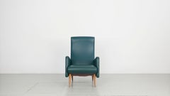 Pair of Italian Chairs in Original Green Imitation Leather Upholstery, 1950