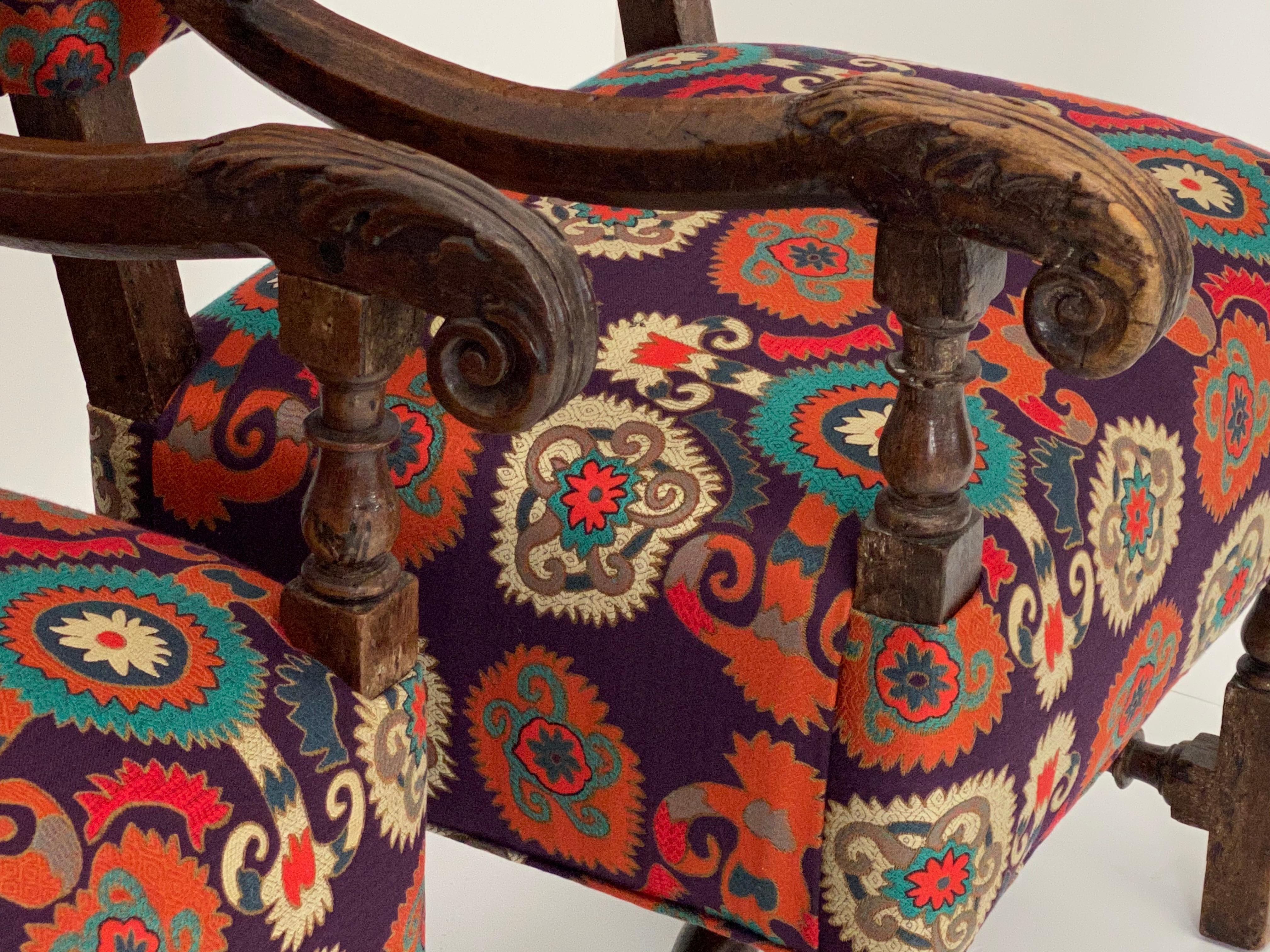 Pair of Italian Chairs, Etro Fabric For Sale 4