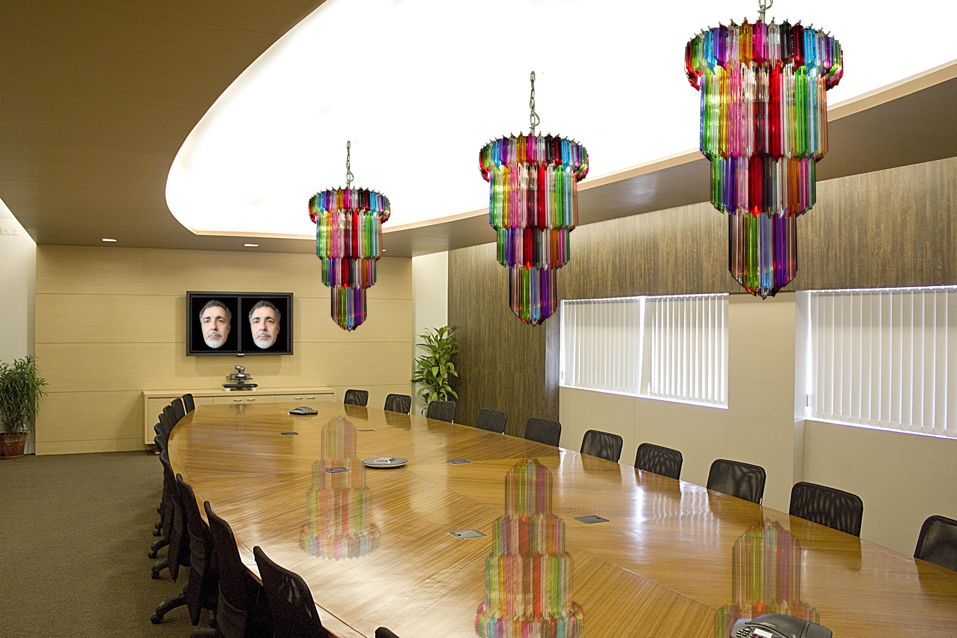 Coppia di lampadari italiani Quadriedri multicolore, Murano in vendita 5