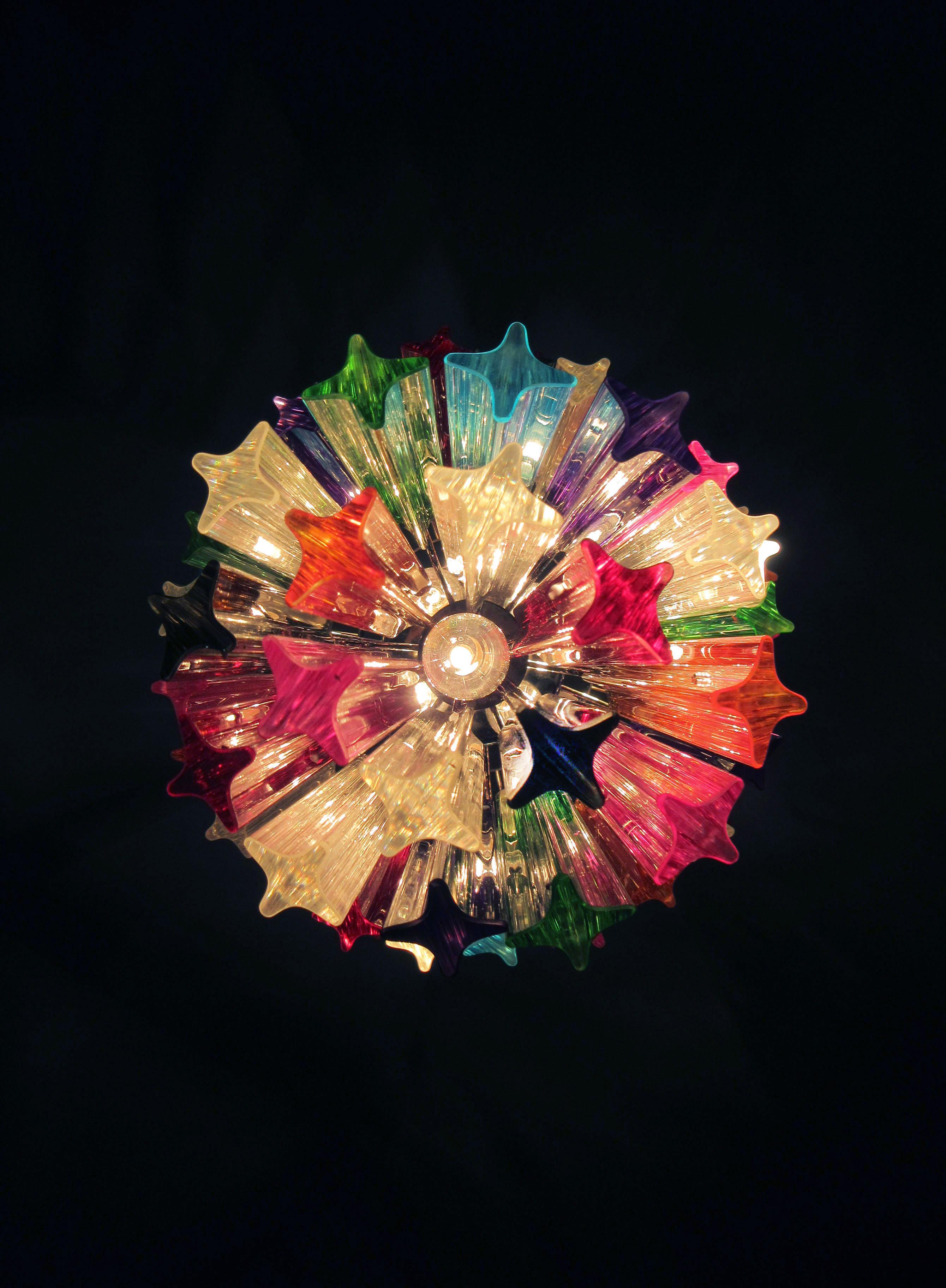 Coppia di lampadari italiani Quadriedri multicolore, Murano in vendita 6