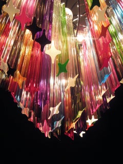 Paire de lustres italiens Quadriedri multicolores, Murano