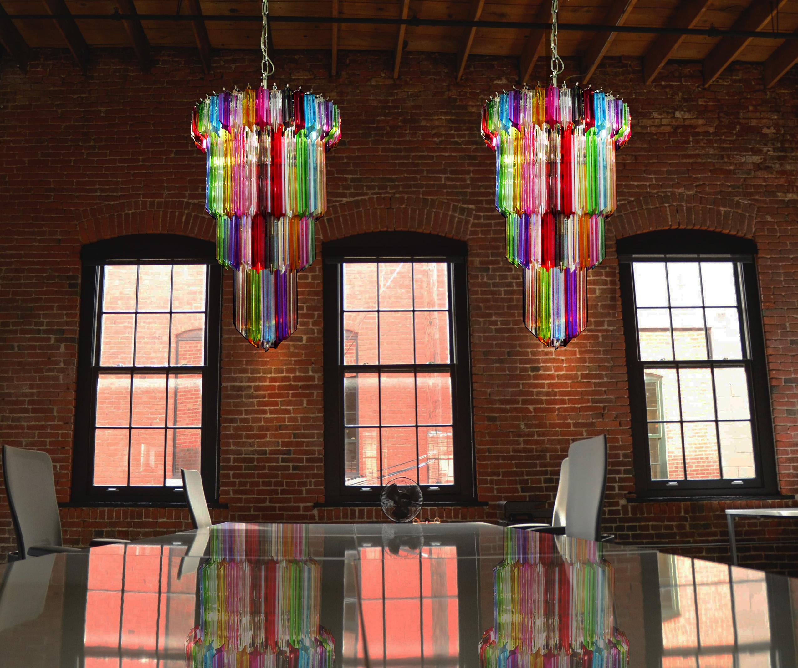 Fantastic and big Murano chandelier made by 111 Murano crystal multicolored prism 