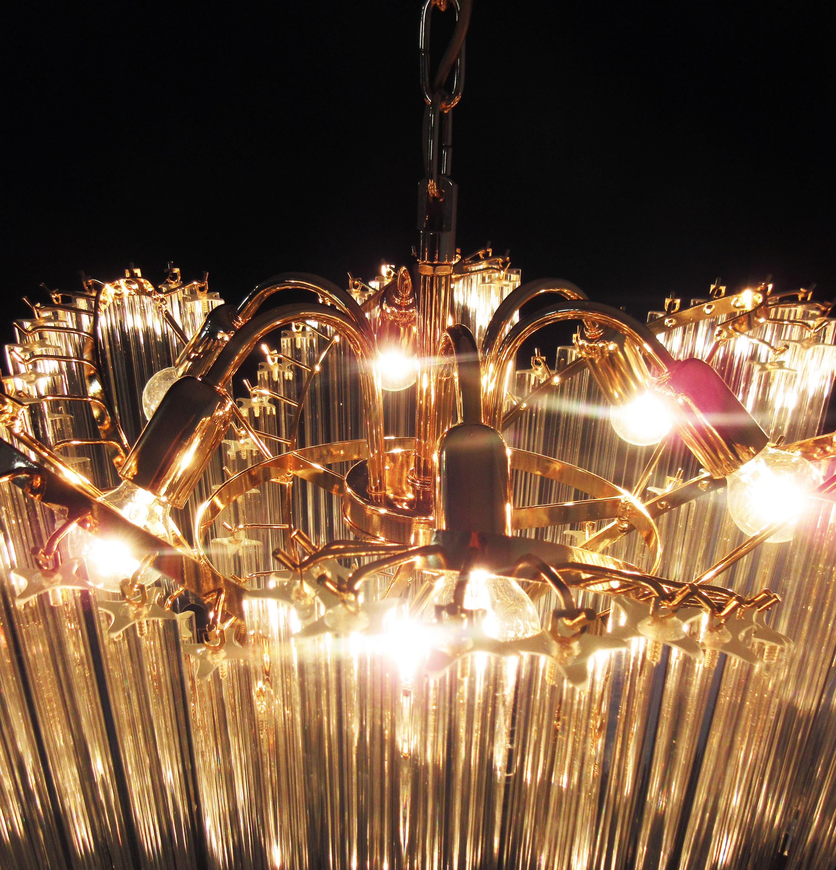 Pareja de candelabros italianos Quadriedri Estructura de metal dorado, Murano en venta 12
