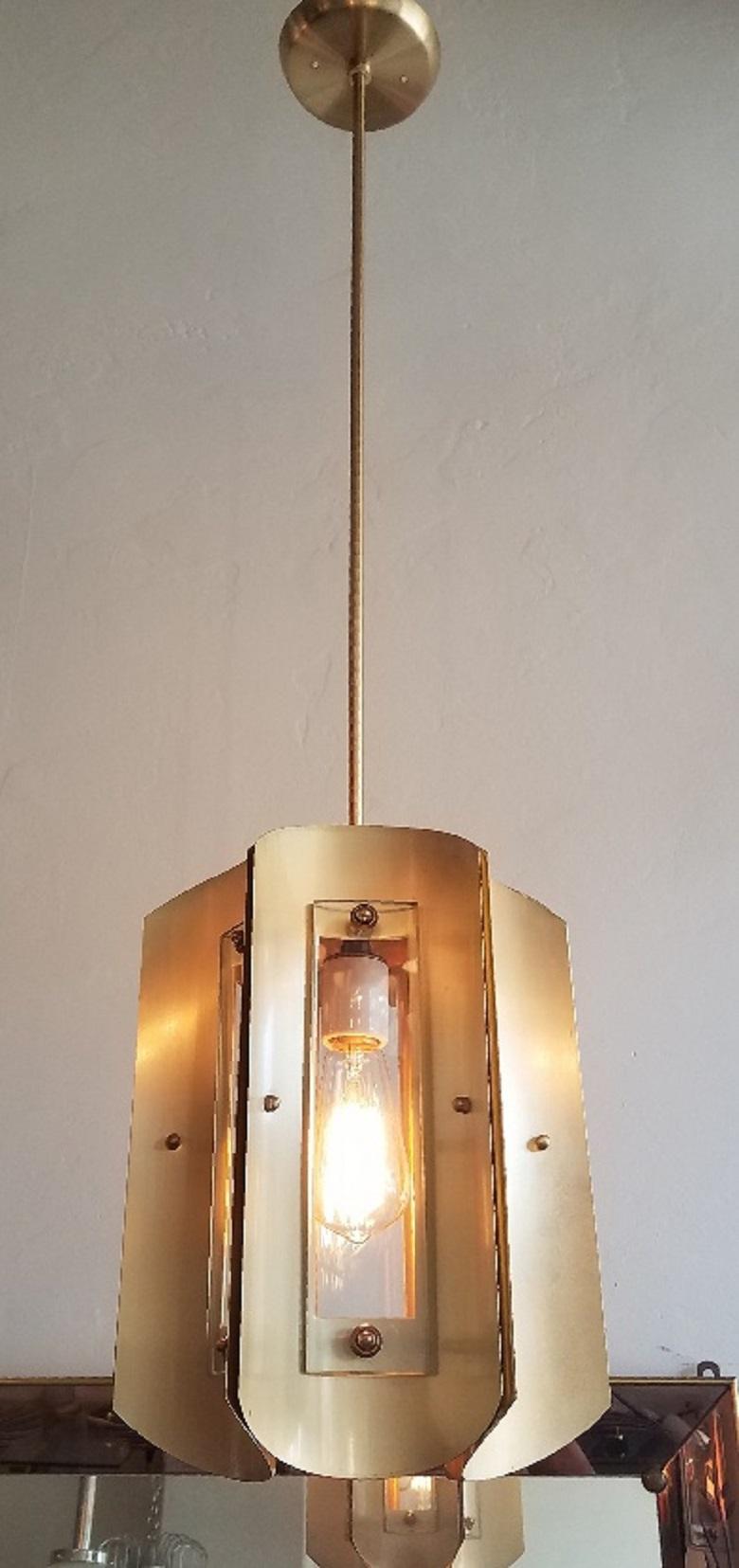 Mid-20th Century Pair of Italian Chandeliers in Style of Max Ingrand