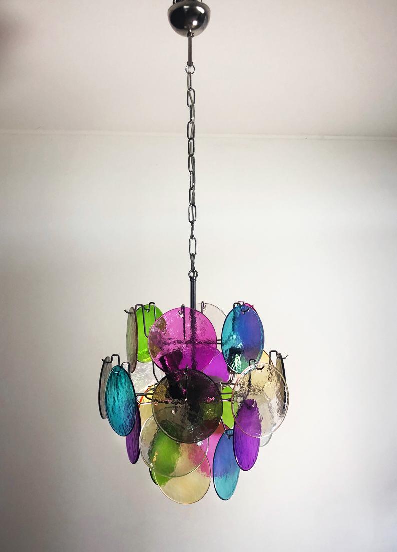 Pair of Italian Chandeliers in Vistosi Style, Murano, circa 1980 For Sale 10